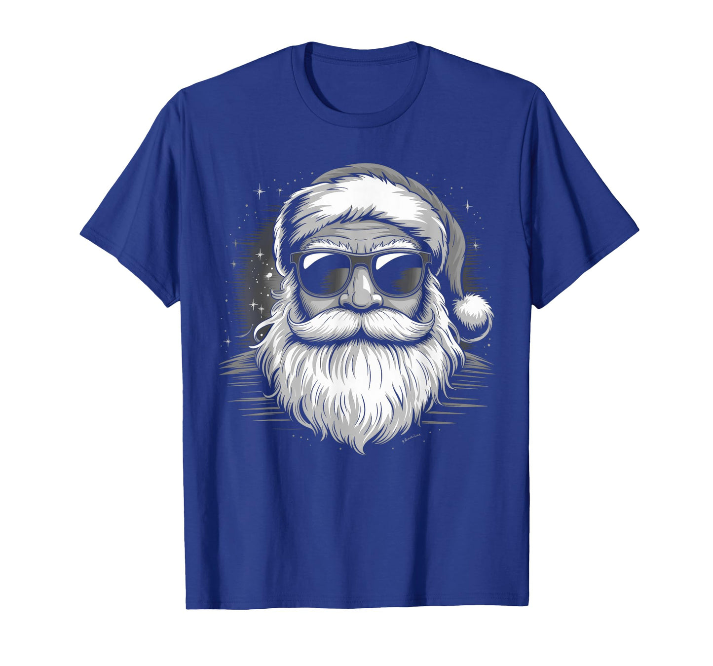 Funny Cool Santa Face Hipster with Beard & Glasses Christmas T-Shirt