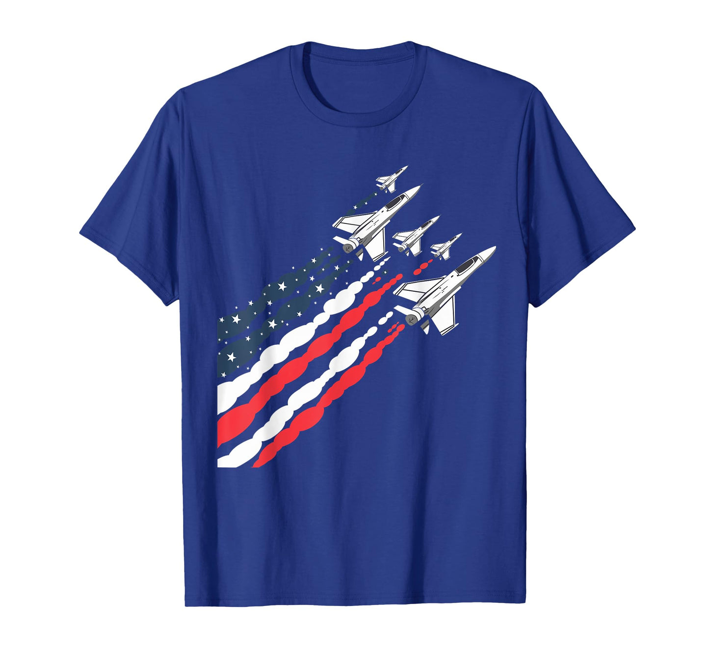 Patriotic Fighter Jet Airplane American Flag Vintage T-Shirt for Women Girls Kids Men