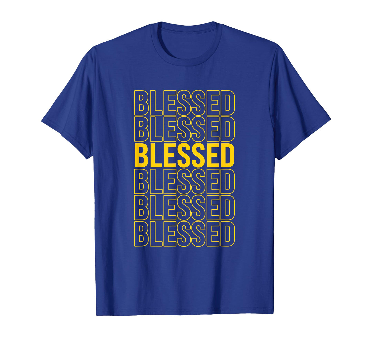 Varsity-Gold Yellow Blessed University-Gold Yellow Graphic T-Shirt