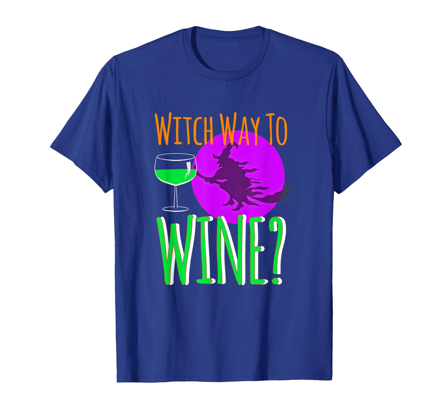 Witch Way to The Wine Halloween Witch On Broom Funny T-Shirt