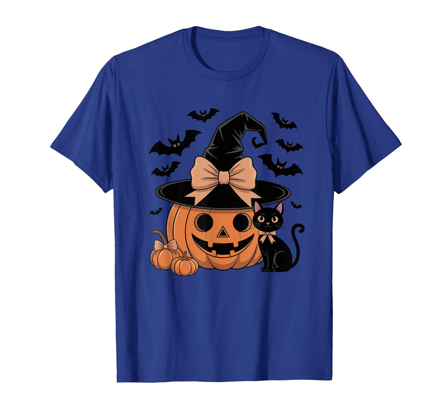 Fall Season Pumpkin Witch Hat Bow Halloween T-Shirt