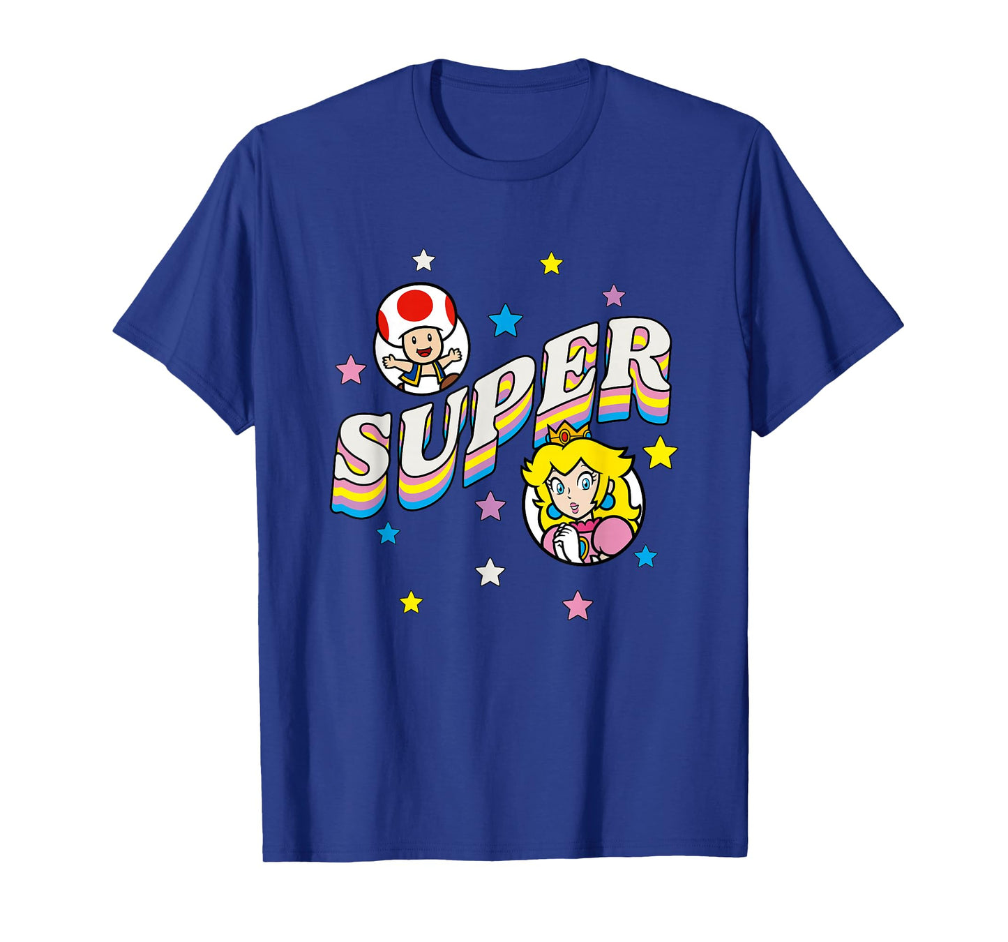 Super Mario Bros Princess Peach & Toad Super Star Text T-Shirt