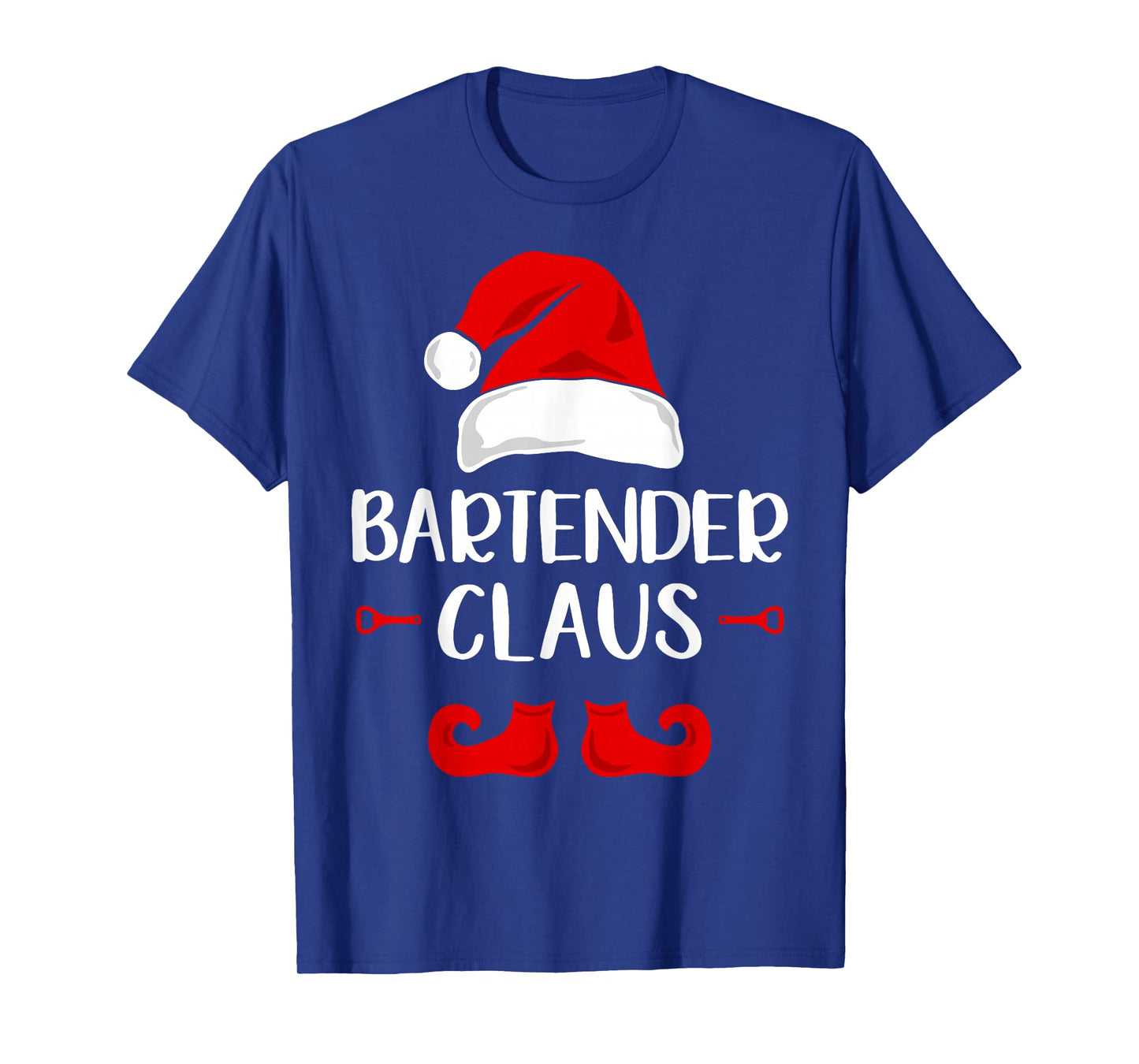 Bartender Claus Funny Santa Claus Hat Merry Christmas T-Shirt