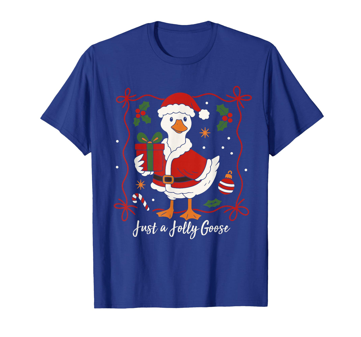 Just A Jolly Goose Merry Christmas Santa Hat Xmas Family T-Shirt