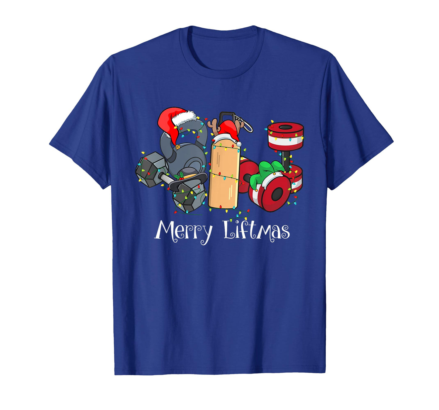Merry Liftmas Christmas Gym Workout Kettlebell Weightlifting T-Shirt