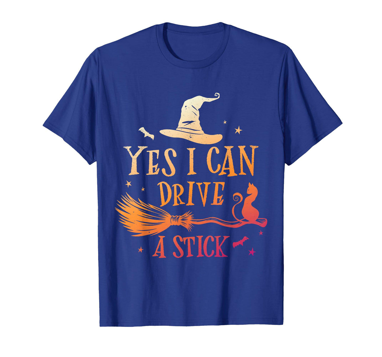 Yes I Can Drive A Stick Funny Halloween Spooky Witch Cat Mom T-Shirt