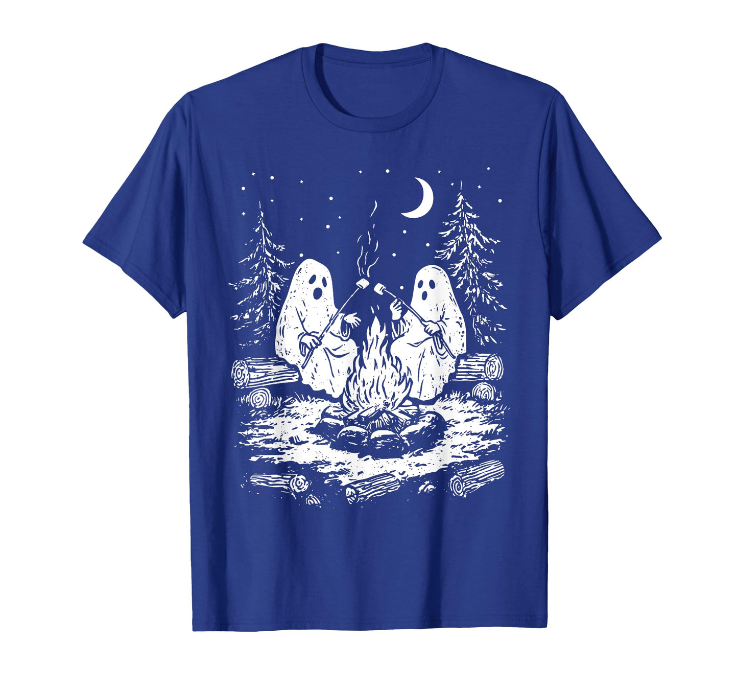 Vintage Ghost Camping Campfire Marshmallow Spooky Halloween T-Shirt