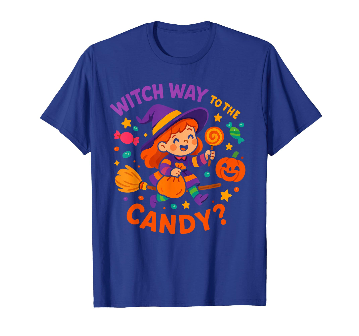 Witch Way to The Candy Kids Halloween Witch for Girls T-Shirt