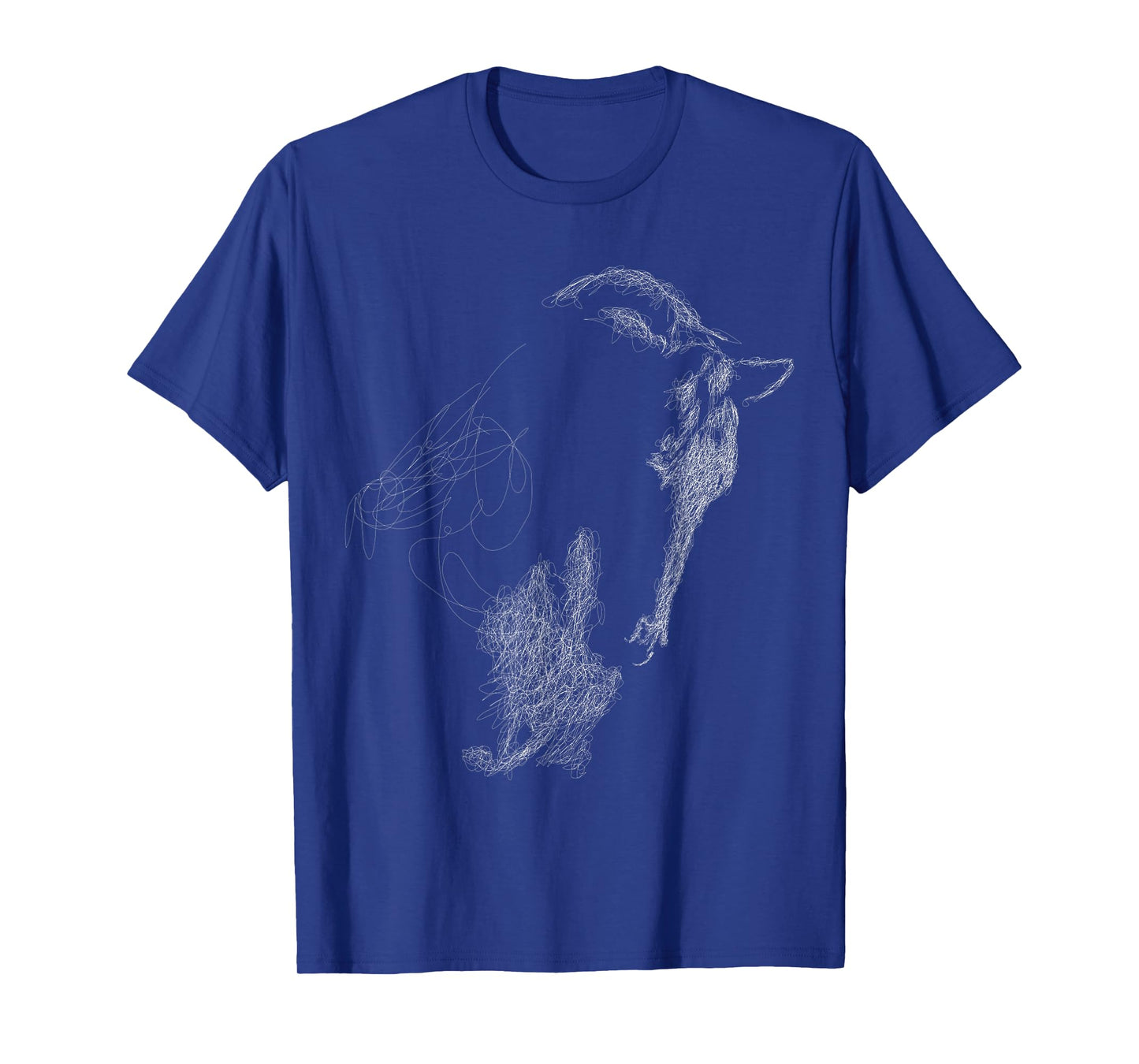 horse head scribble black art face for lover horses taming T-Shirt