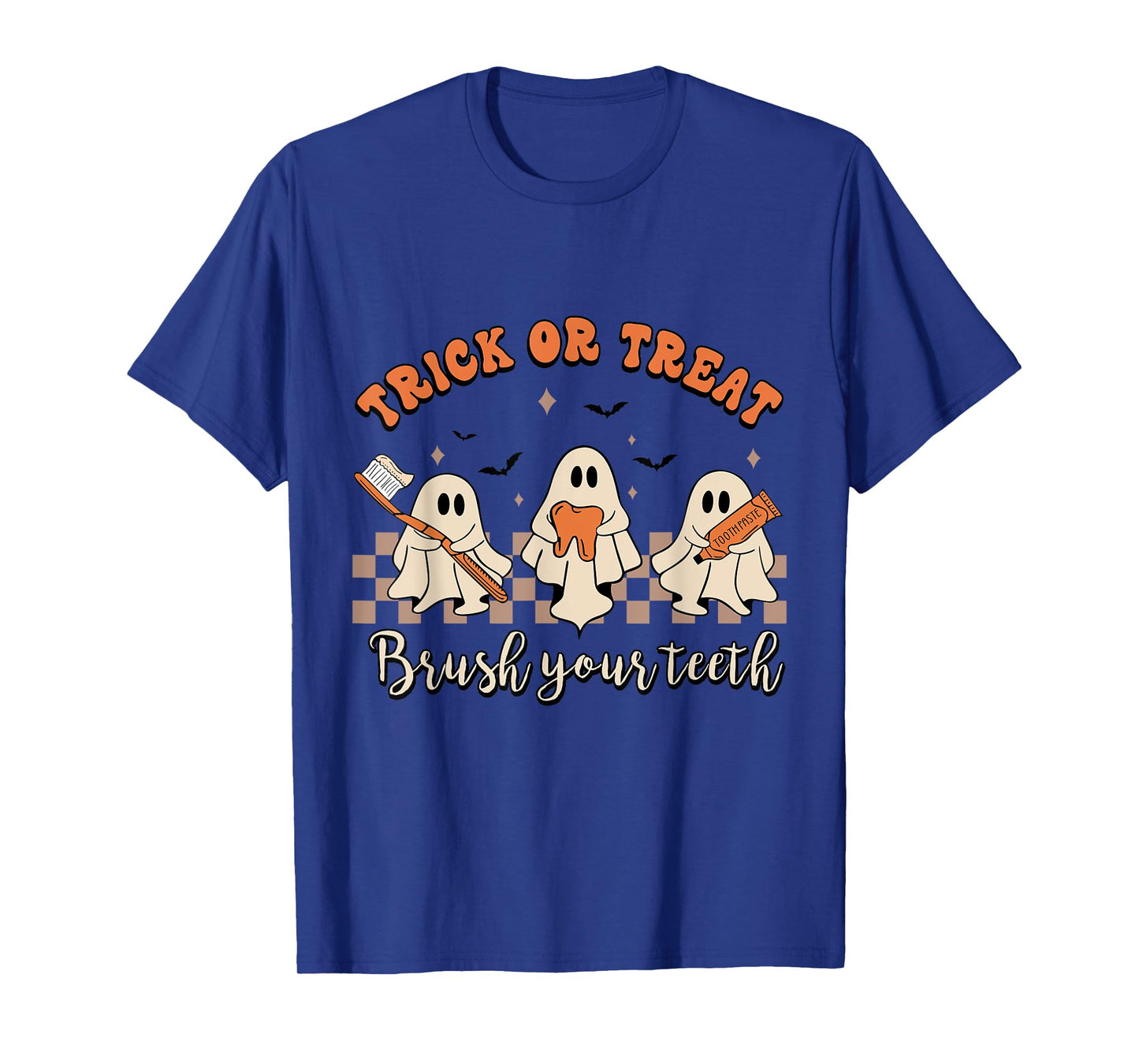 Trick Or Treat Brush Your Teeth Retro Halloween Cute Dentist T-Shirt