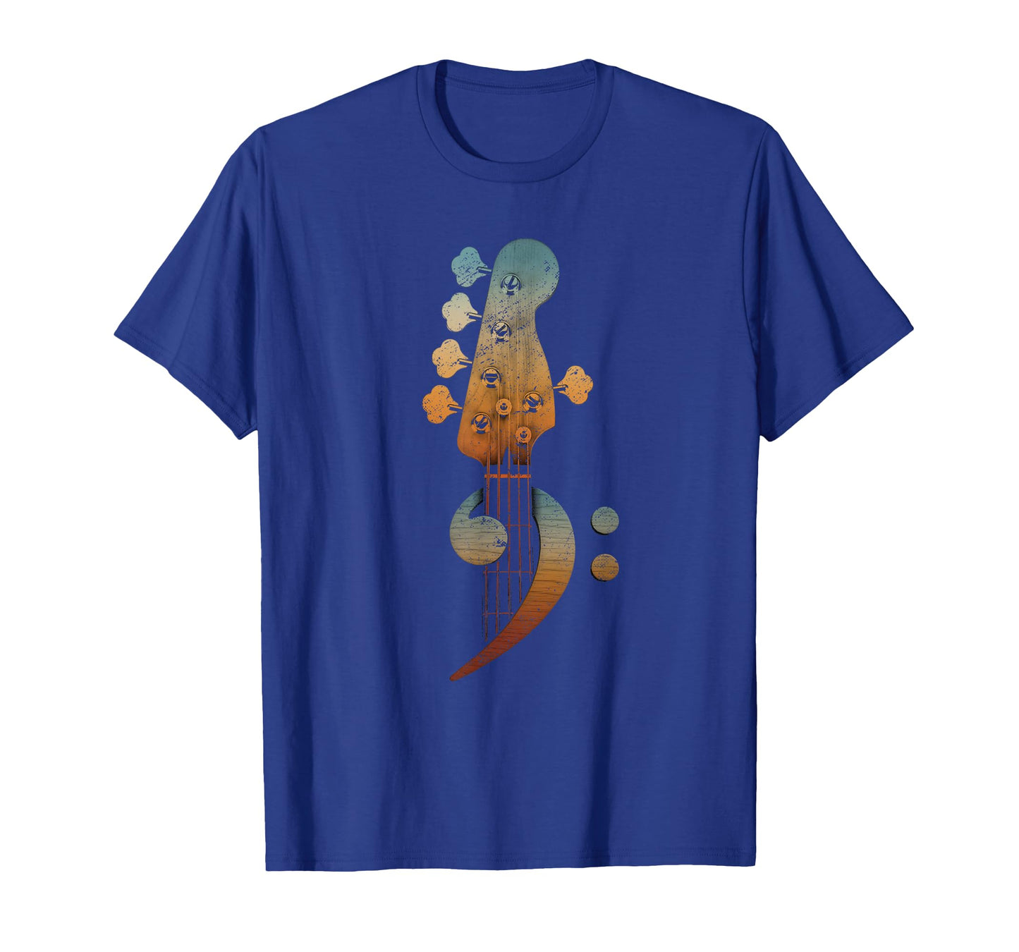 Five String Bass Guitar Bass Clef for Bassist Vintage T-Shirt