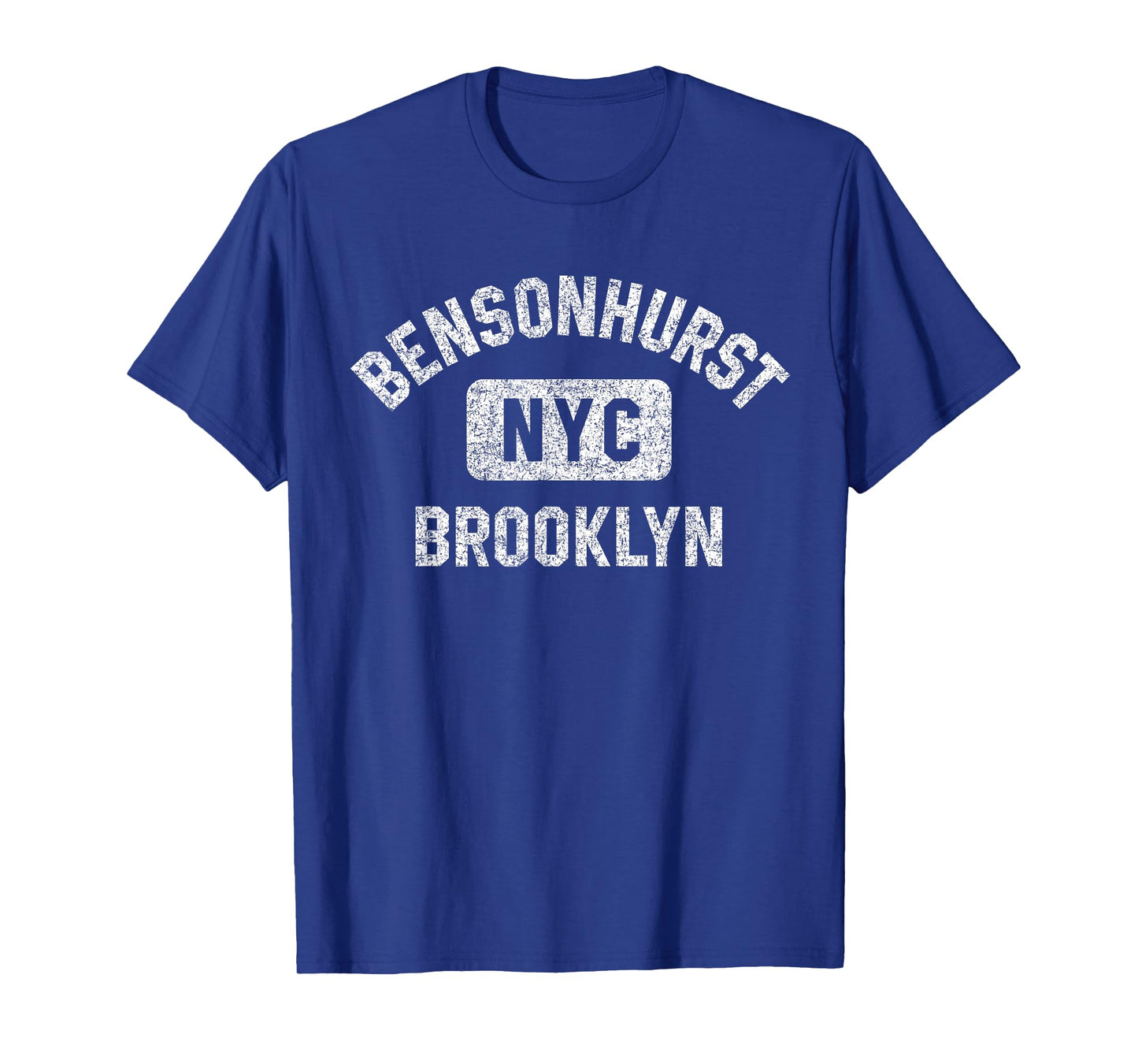 Bensonhurst Brooklyn NYC Gym Style Distressed White Print T-Shirt
