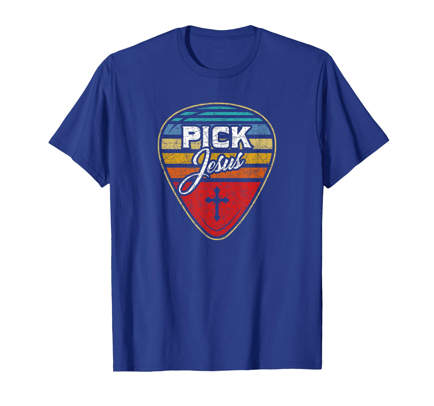 Retro Guitarist Guitar Pick Christian Music Jesus T-Shirt