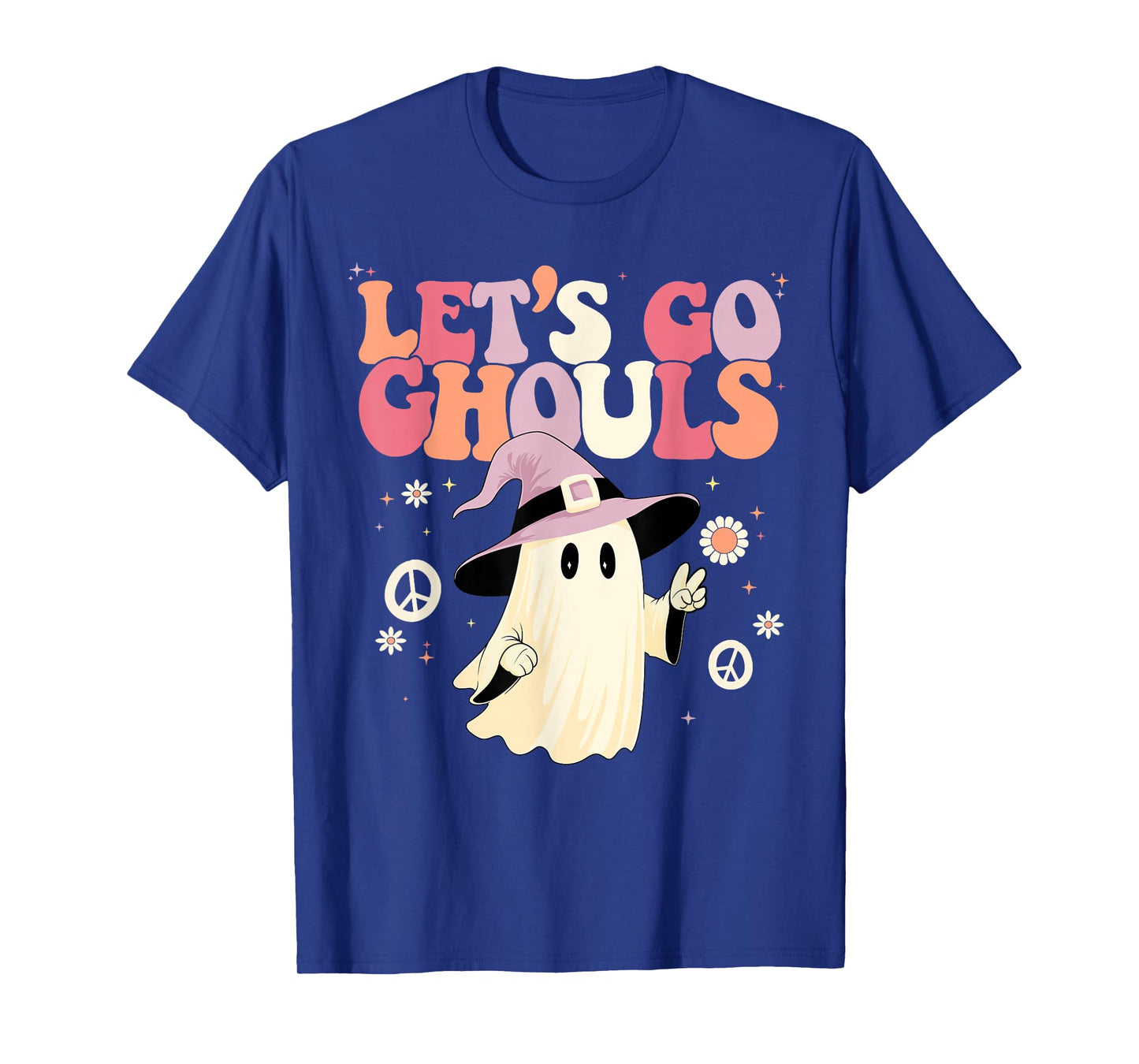 Let's Go Ghouls Halloween Ghost Outfit Costume Retro Groovy T-Shirt