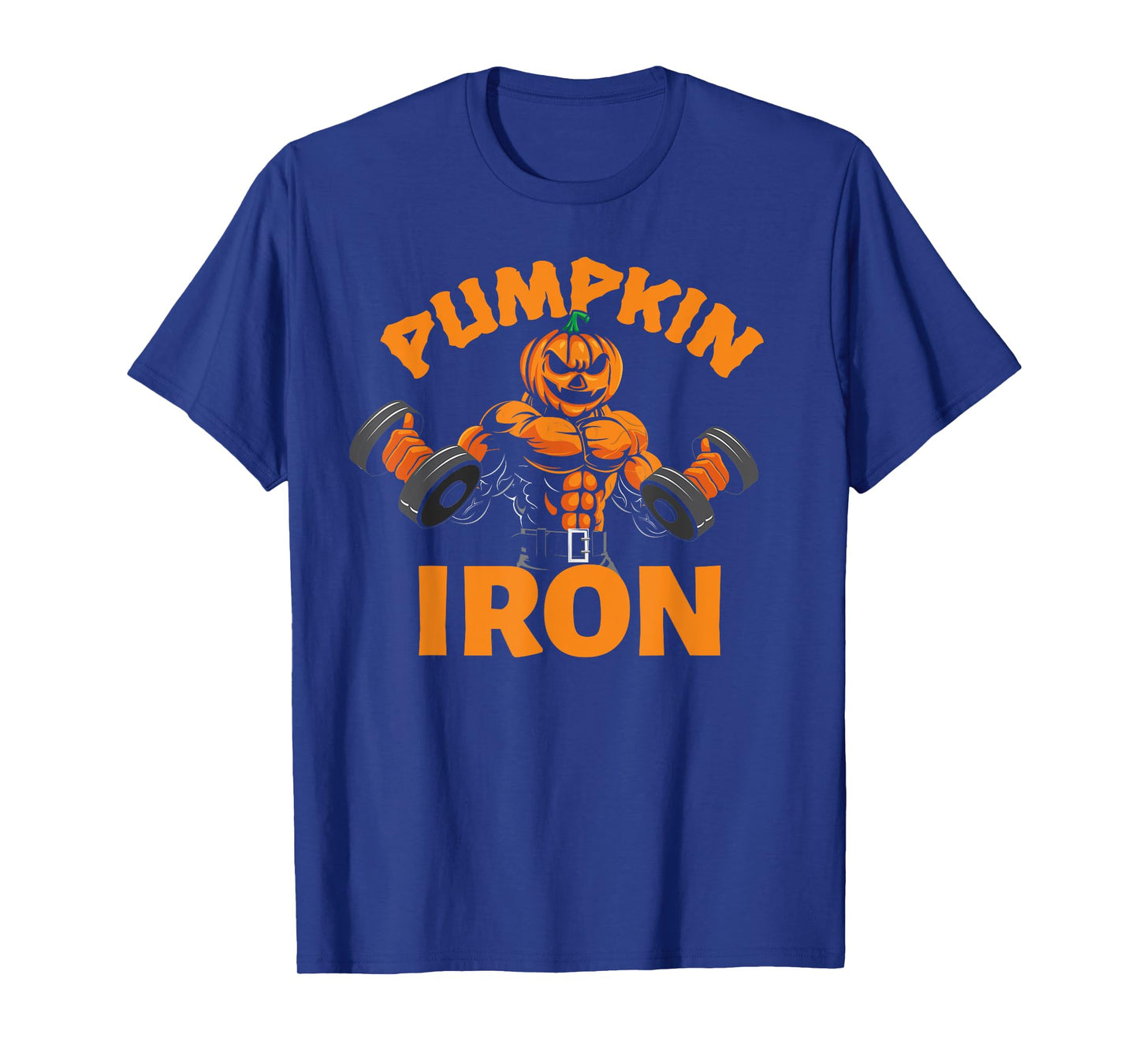 Pumpkin Iron Halloween Gym Workout Lifting Pun Funny T-Shirt
