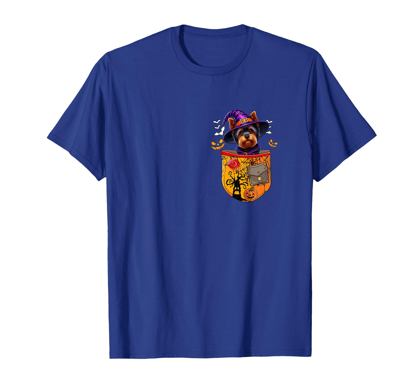 Yorkshire Terrier As Witch in Pocket Halloween Dog Owner T-Shirt