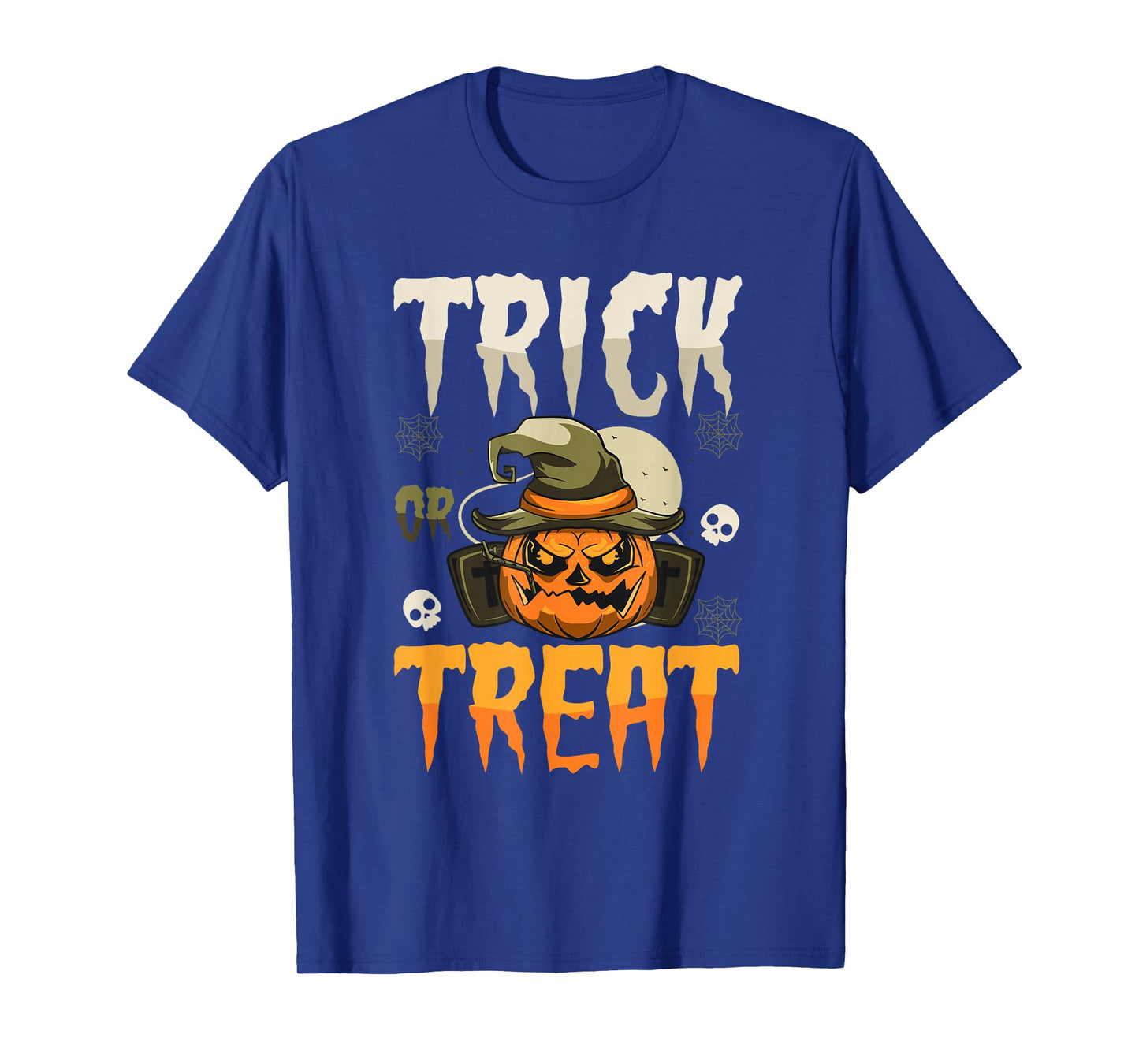 Scary Pumpkin Face Witch Hat Trick or Treat Halloween T-Shirt