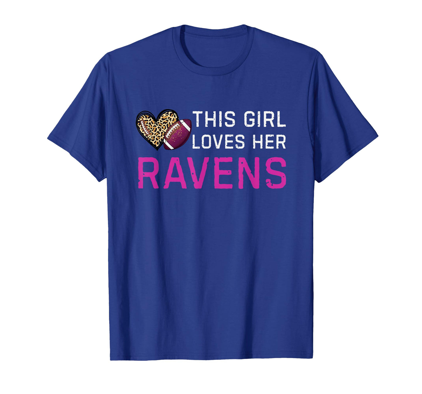 This Girl Loves Her Ravens Vintage Leopard Style T-Shirt