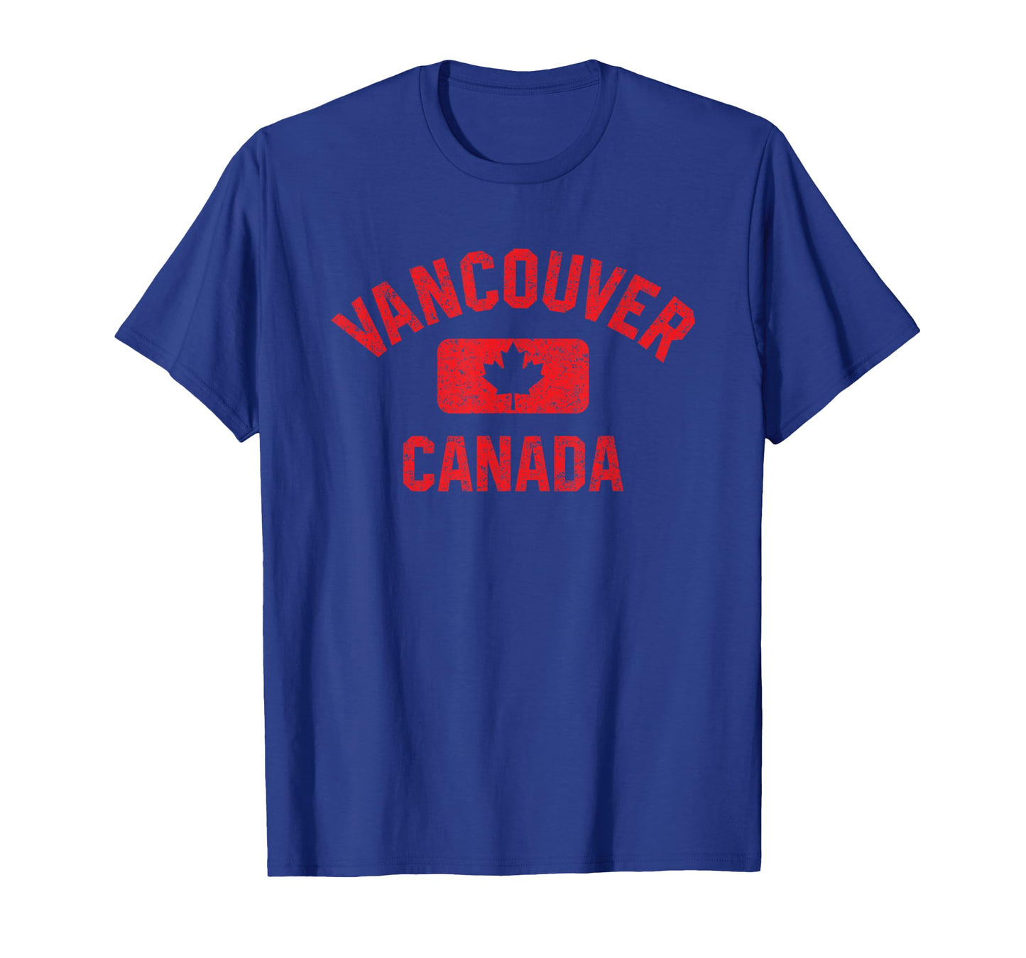 Vancouver Canada Gym Style Distressed Red Print T-Shirt