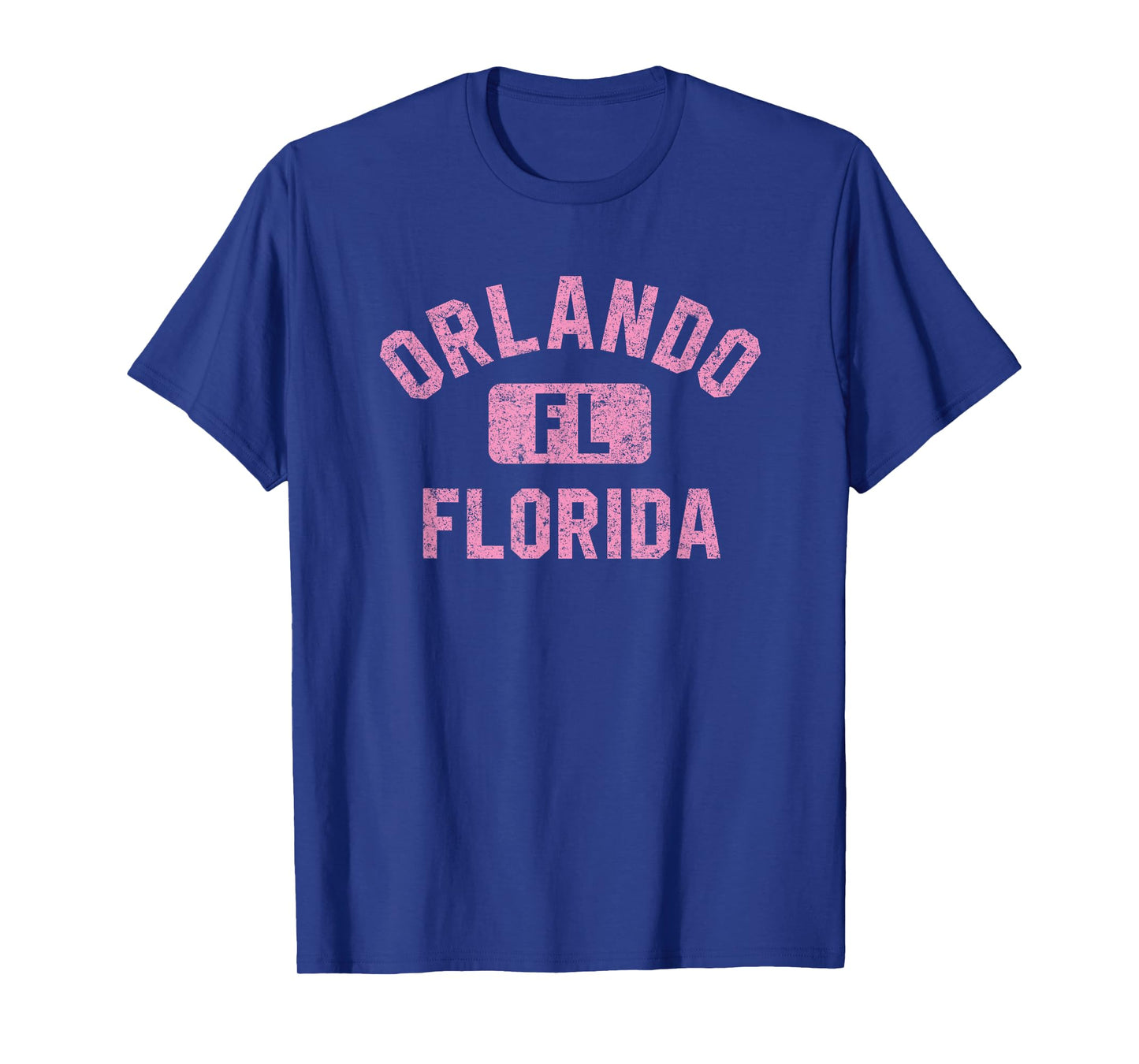 Orlando FL Florida Gym Style Distressed Pink Print T-Shirt