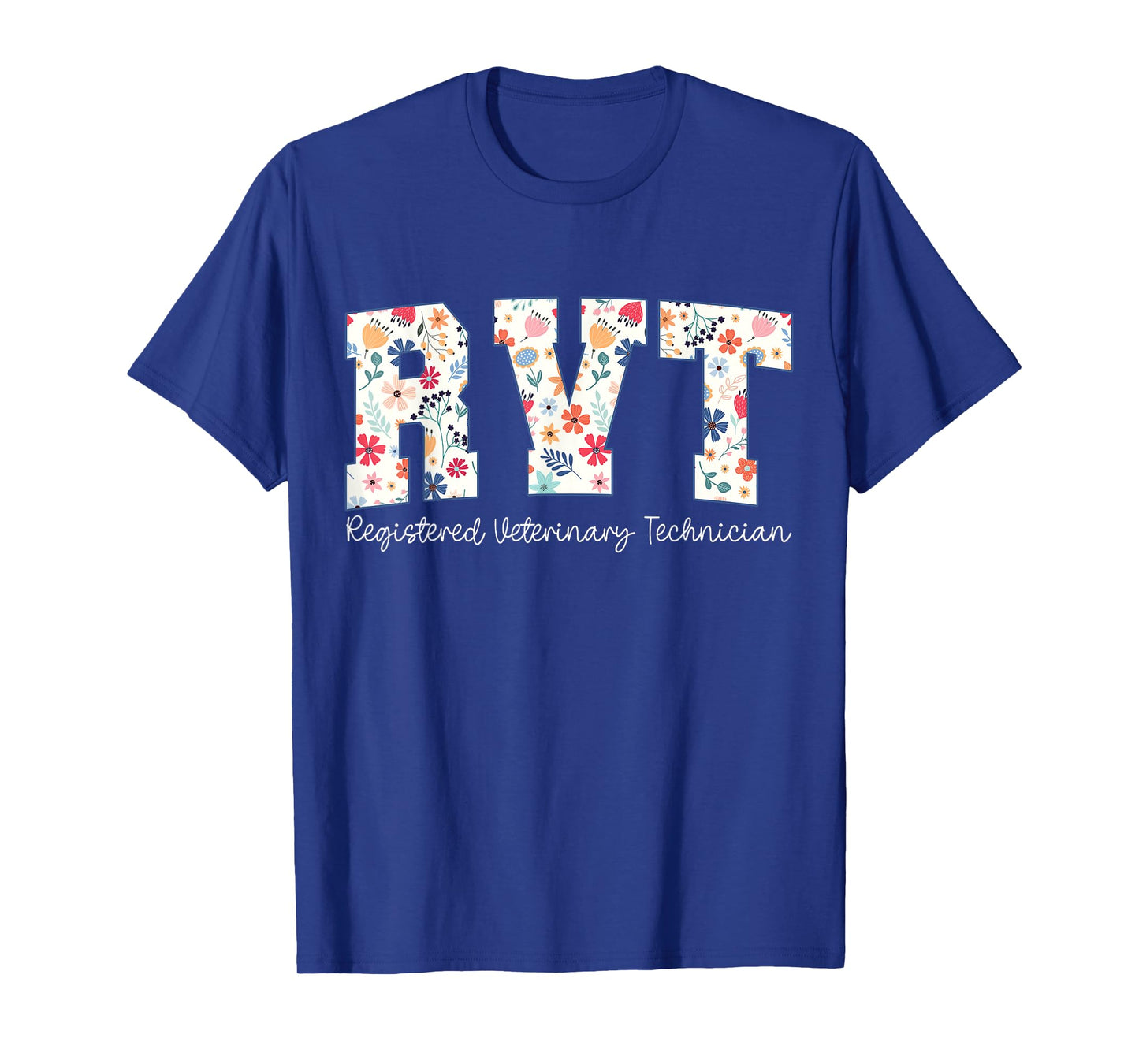Floral Registered Veterinary Technician RVT Vet Tech T-Shirt