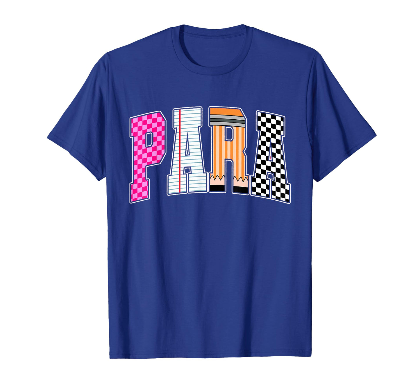 Retro Checkered Funny Para Back To School Occupation Teacher T-Shirt