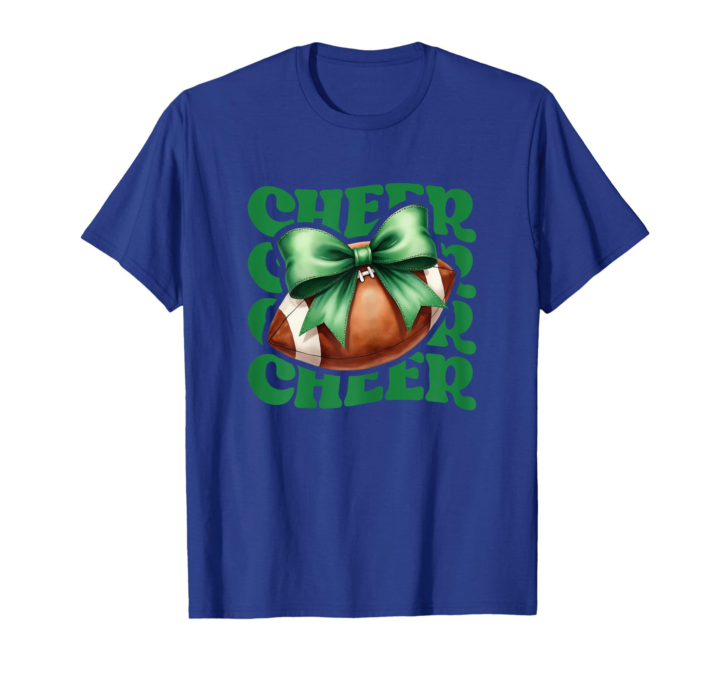 Game Day Green Cheerleader Mom Croquette Bow Football Cheer T-Shirt