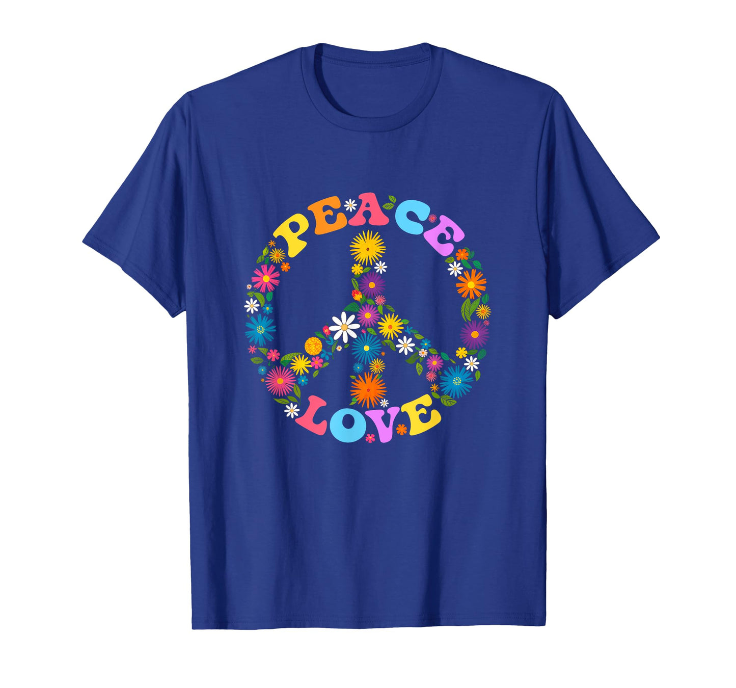 Peace Sign Love Flower 60S 70S Tie Dye Hippie Costume T-Shirt