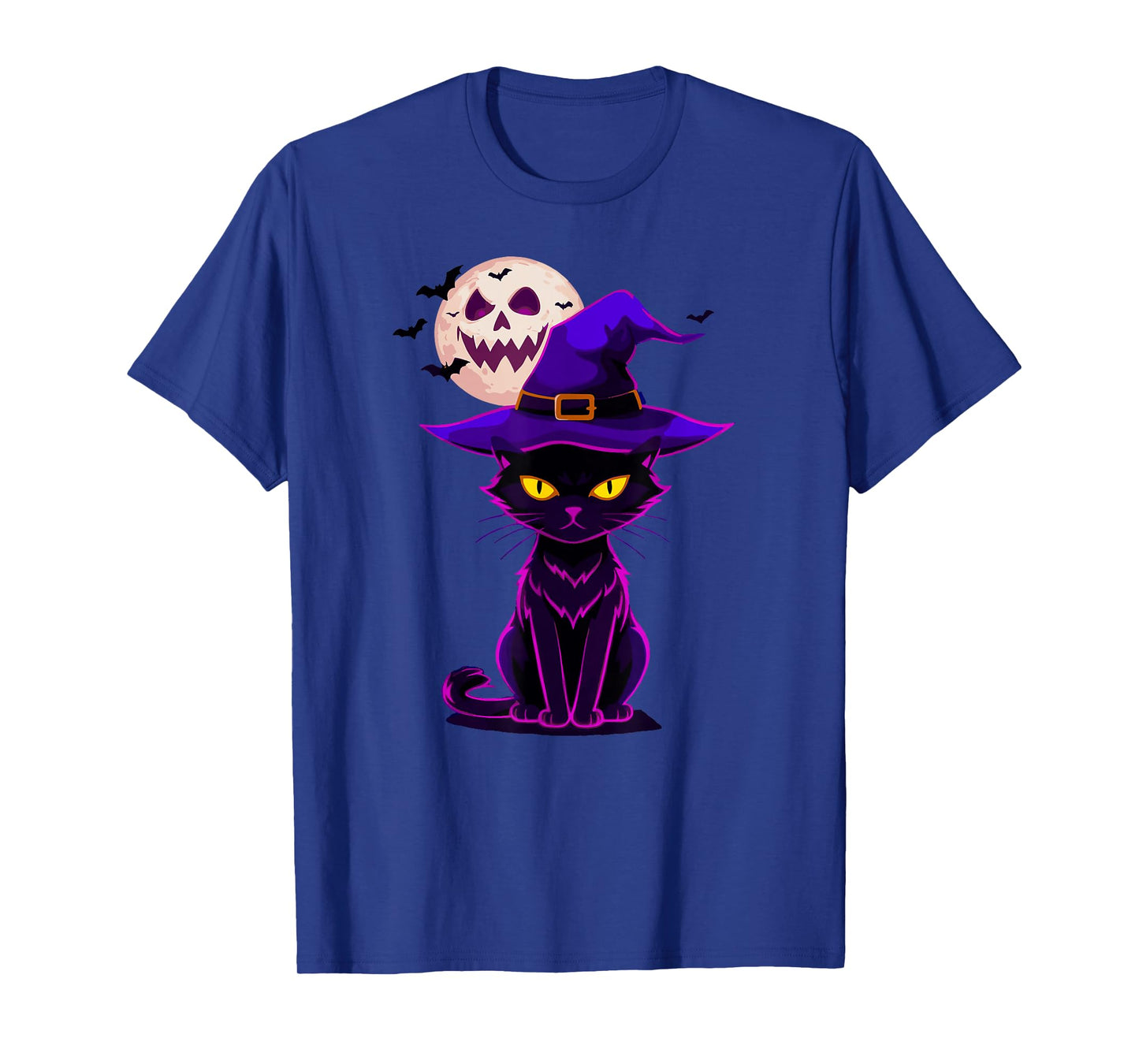 Halloween Black Cat Witch Hat T-Shirt