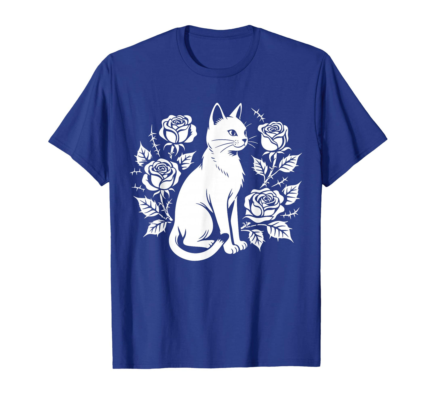 Elegant Cat with Roses Gothic Floral Mystical Vibe T-Shirt