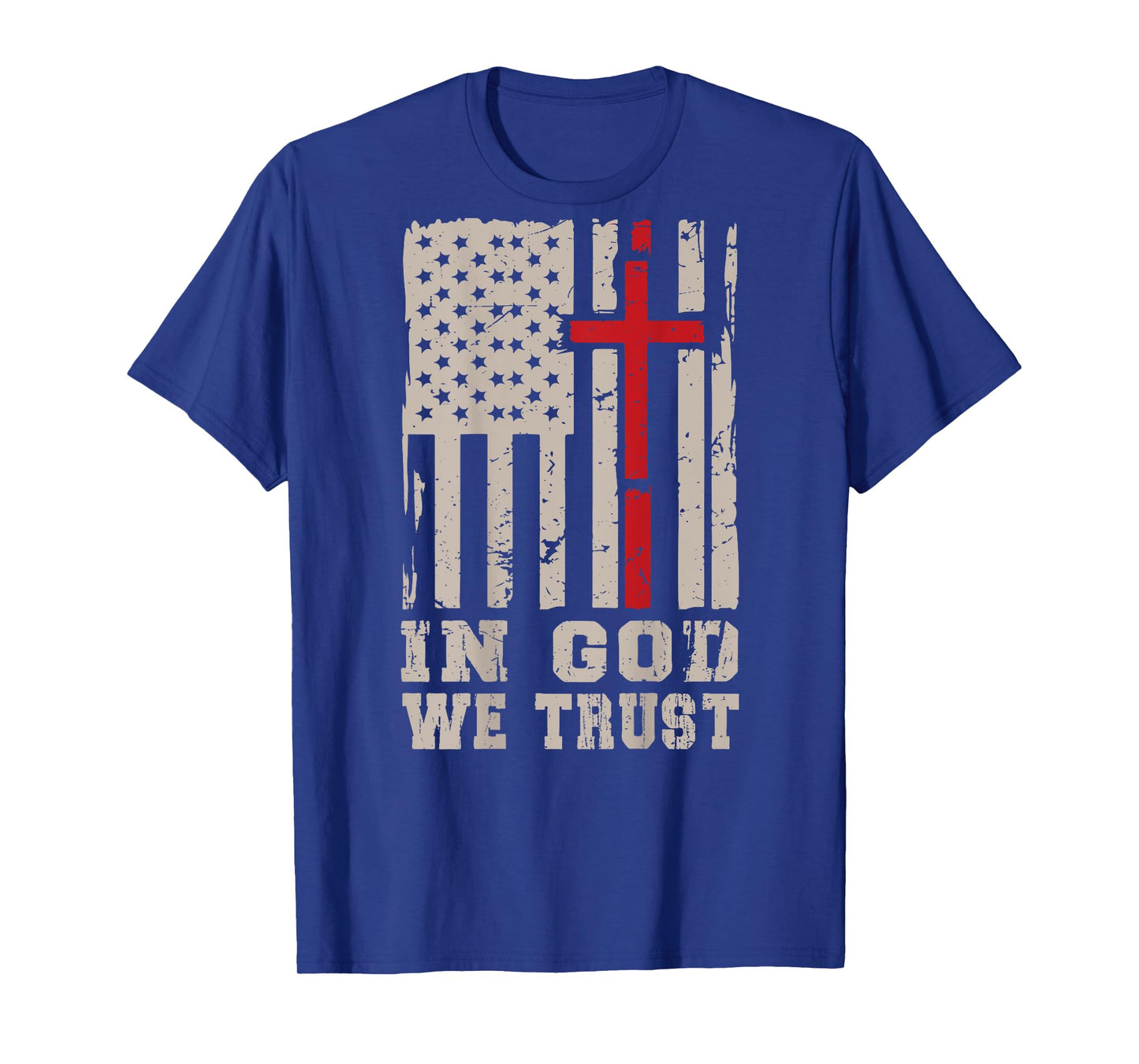 Men's In God We Trust Christian Faith Cross On Back Graphic T-Shirt
