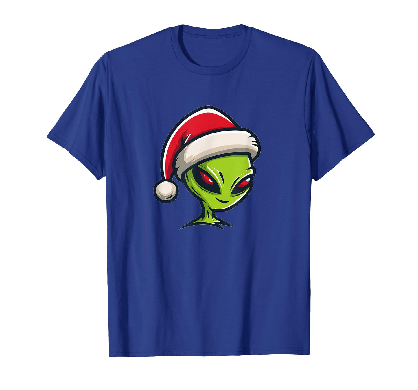 Funny Alien Christmas Costume with Santa Claus Hat T-Shirt