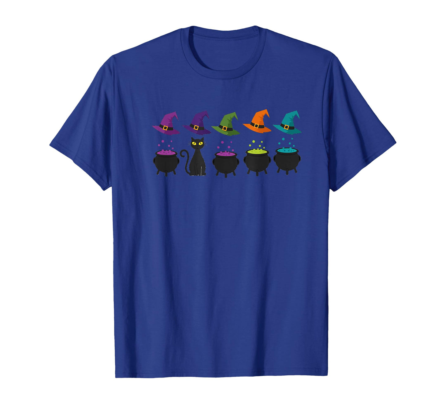 Halloween Cat Witches Hat and Cauldron Spooky Magic Design T-Shirt