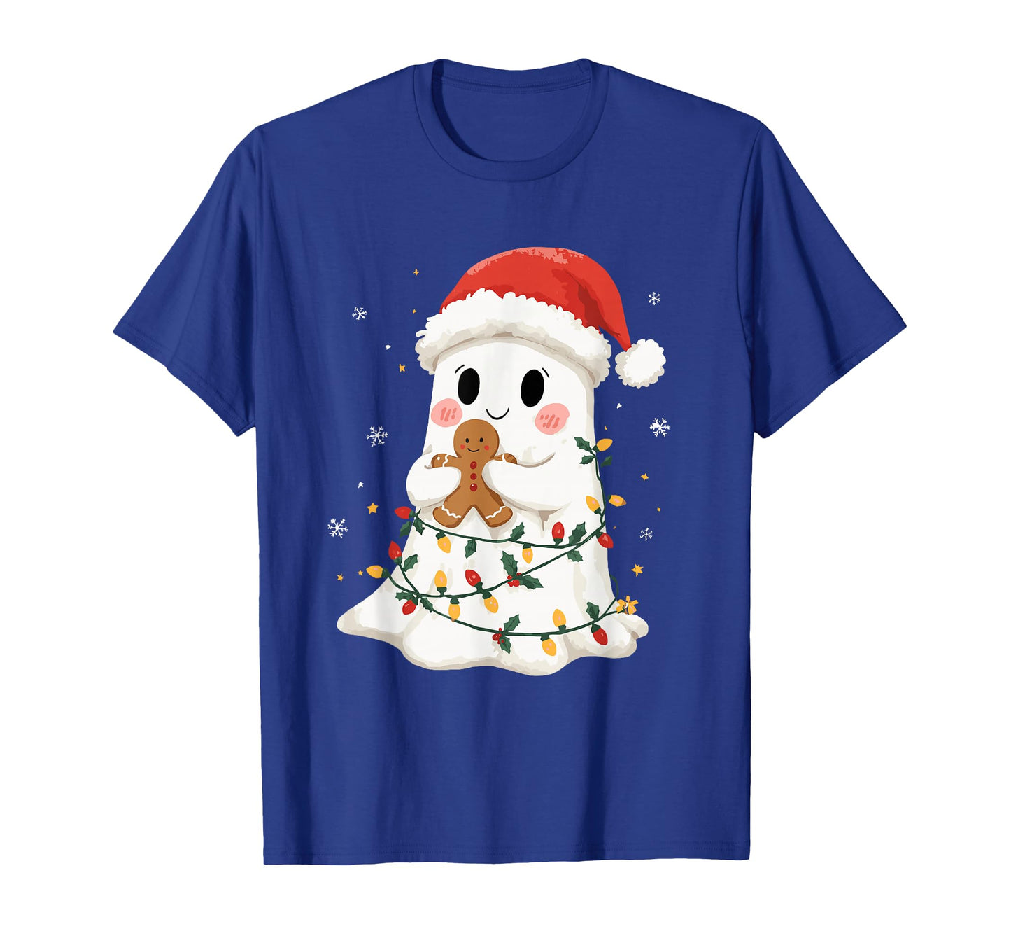 Cute Ghost Santa Hat Spooky Christmas Funny Holiday T-Shirt