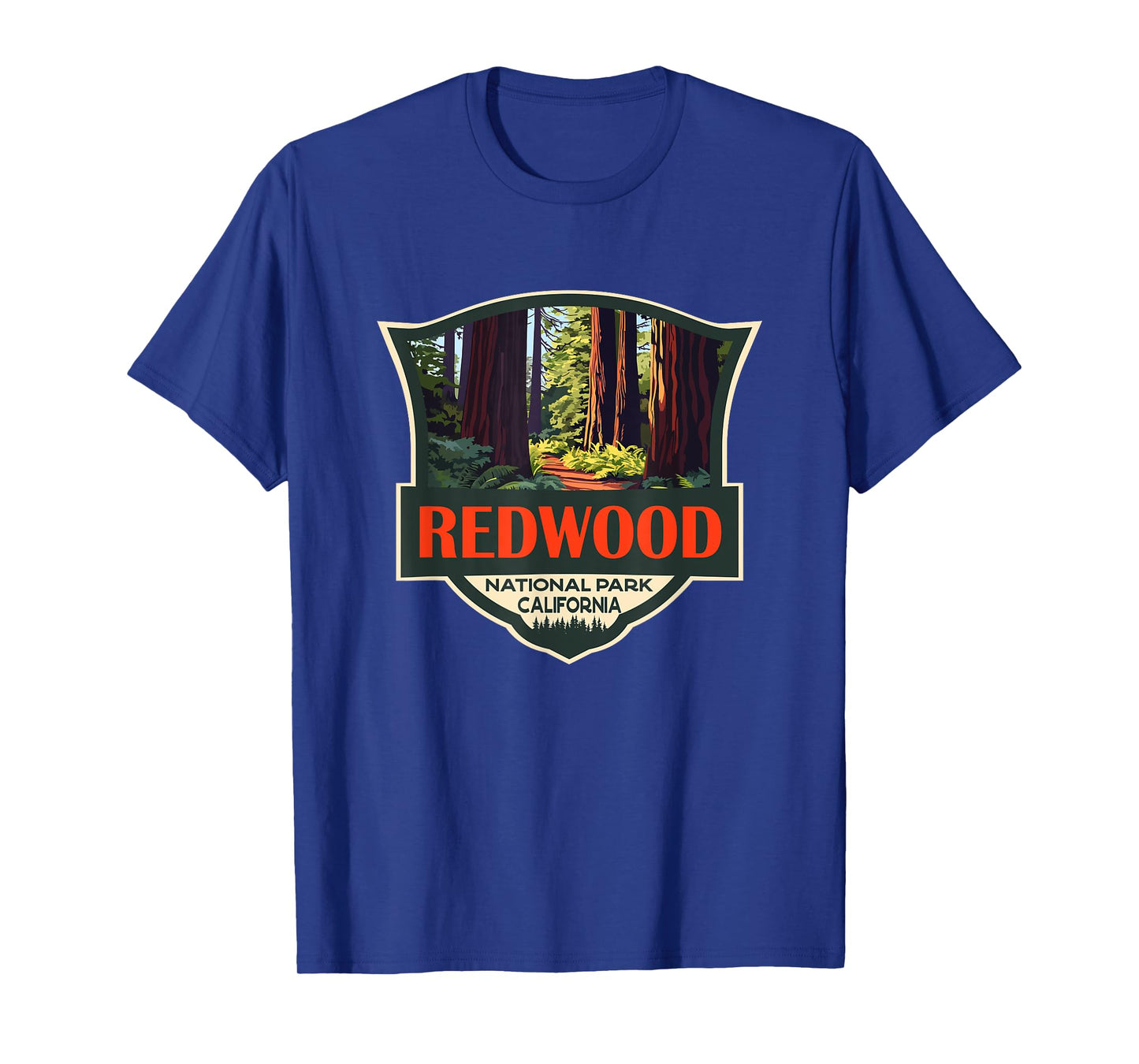 Redwood National Park Illustration Retro Badge T-Shirt