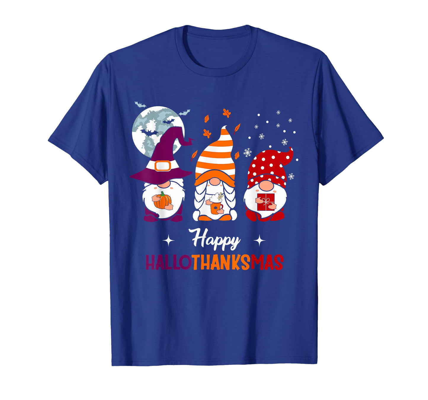 Happy Hallothanksmas Gnomes Lover Halloween Merry Christmas T-Shirt