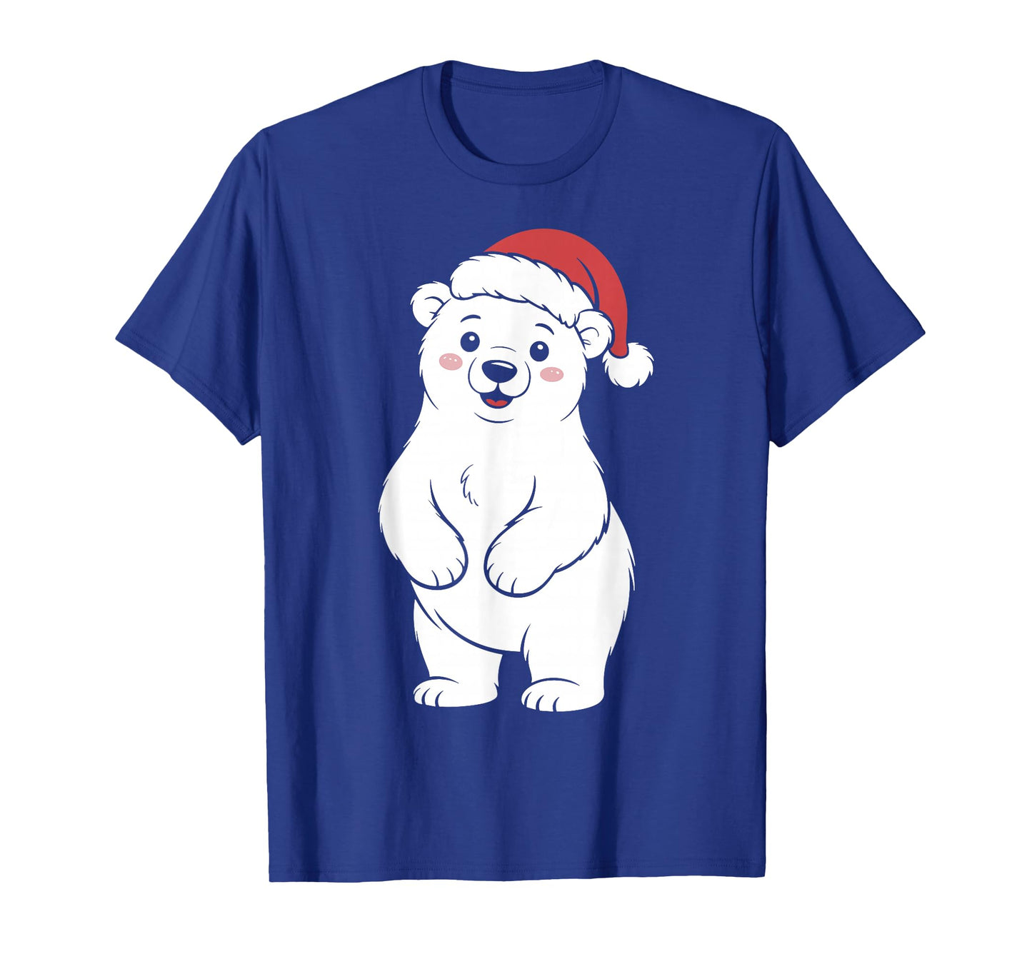 Cute Christmas White Bear Wearing Santa hat T-Shirt