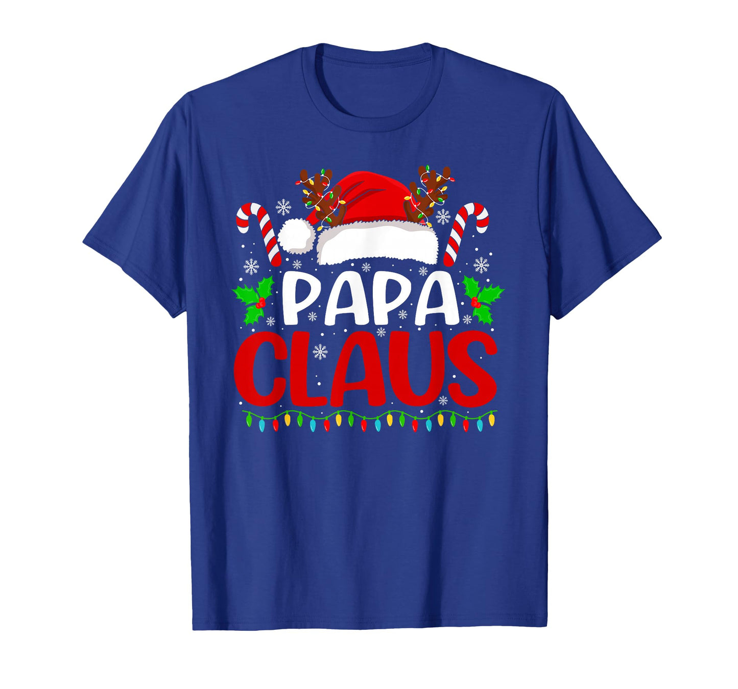 Papa Claus Christmas Lights Santa Family Matching Xmas T-Shirt