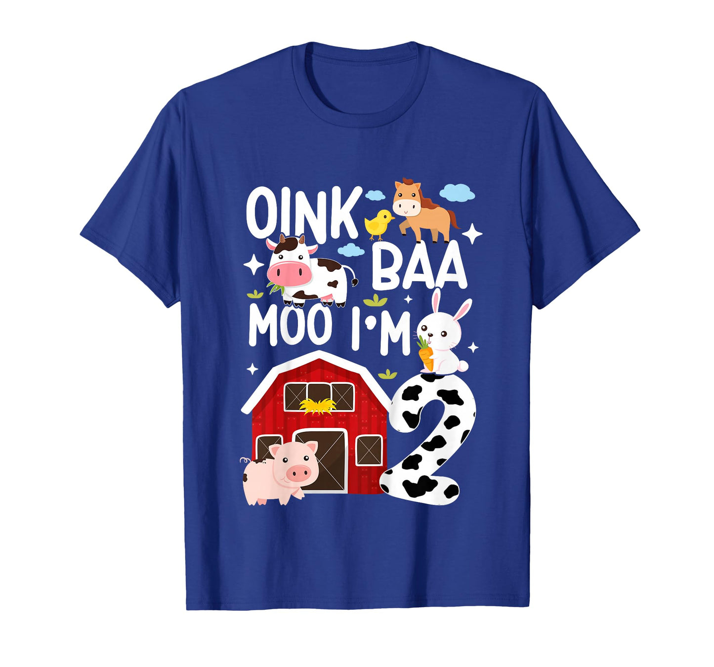 Oink Baa Moo I'm 2 Farm Animals 2nd Birthday For Kids T-Shirt