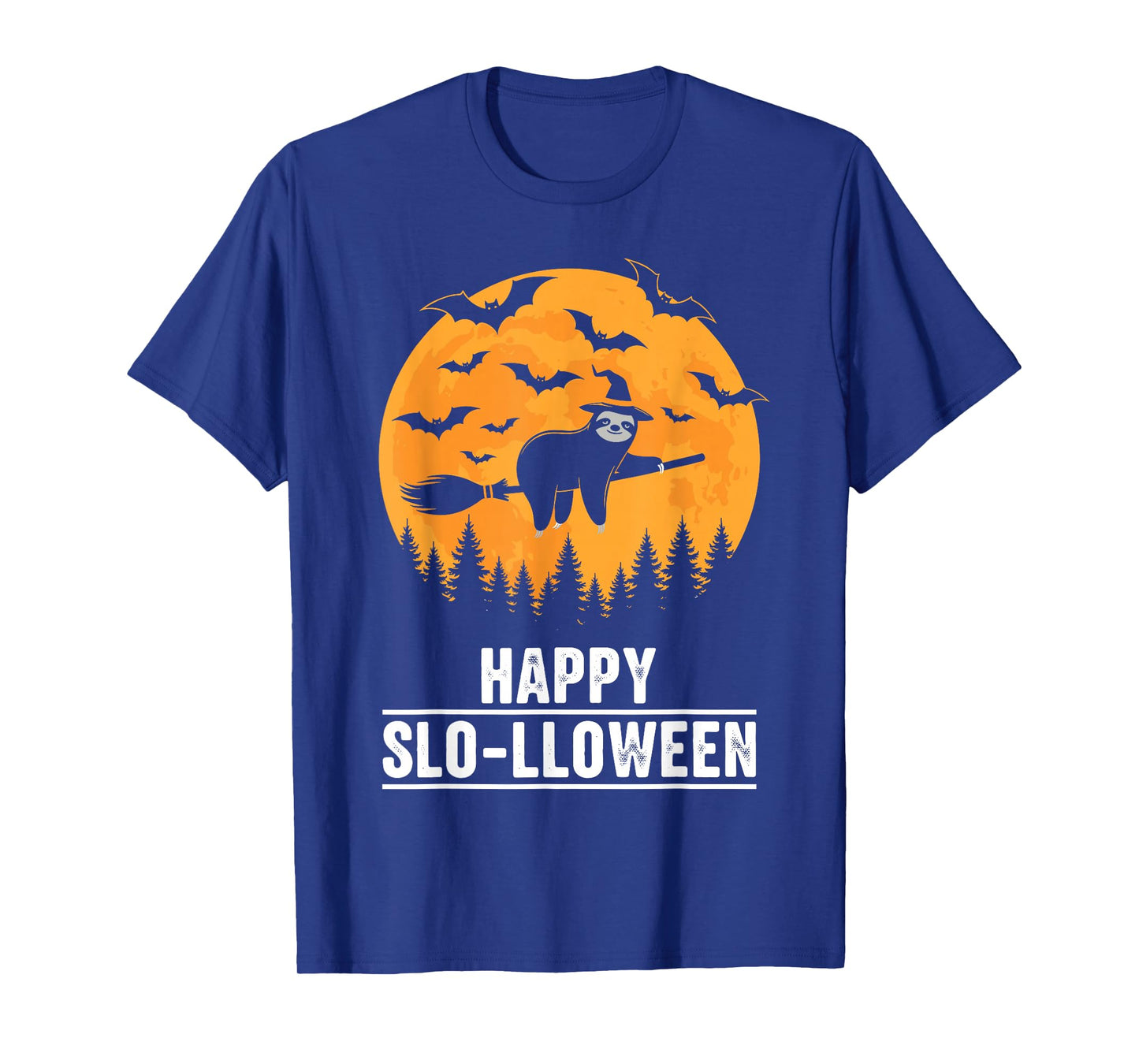 Happy Slo-lloween Funny Halloween Sloth Flying Witch T-Shirt