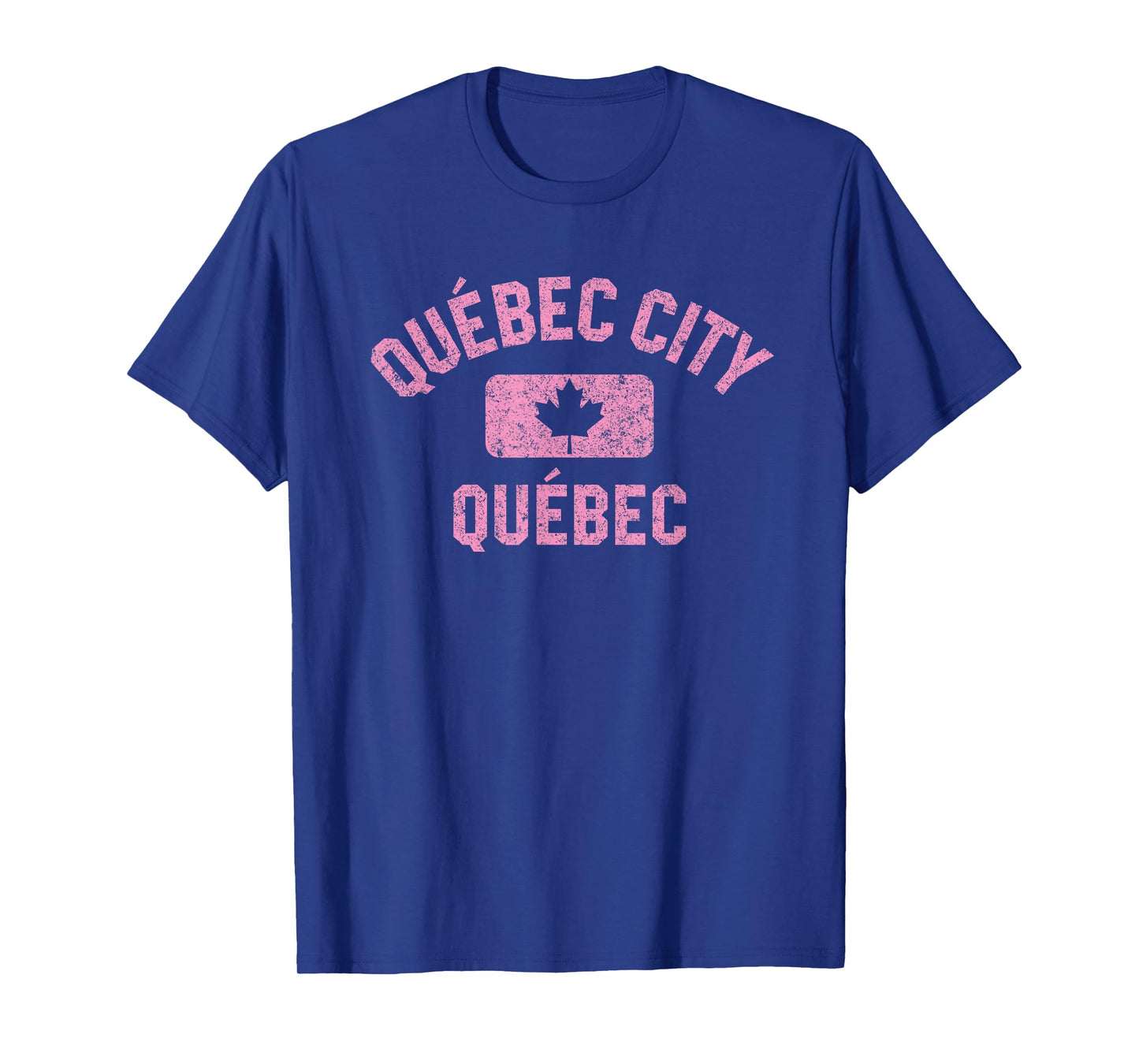 Quebec City Quebec Gym Style Distressed Pink Print T-Shirt