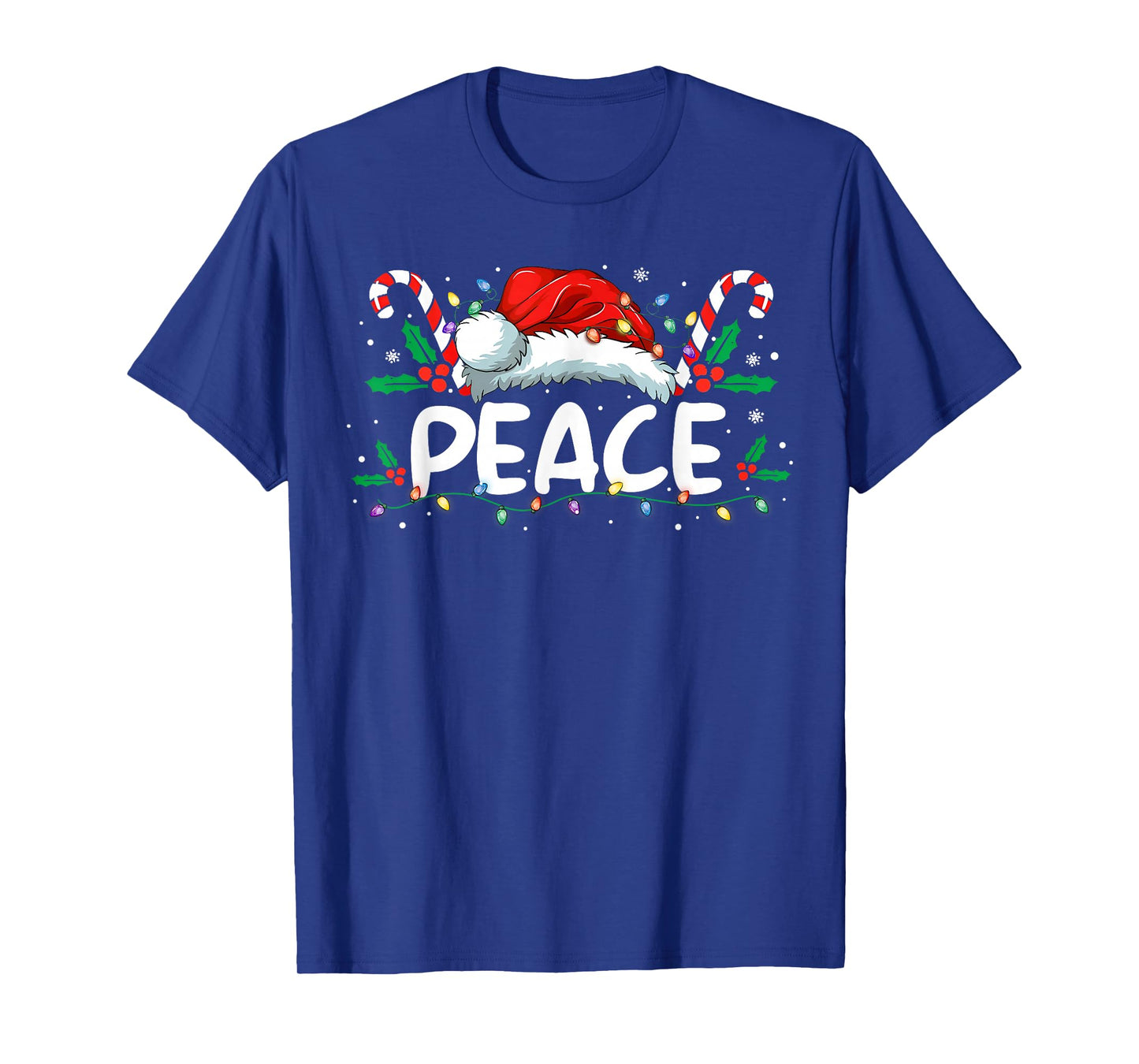 Peace I Come in Peace Christmas Lights Santa Pajamas Couples T-Shirt