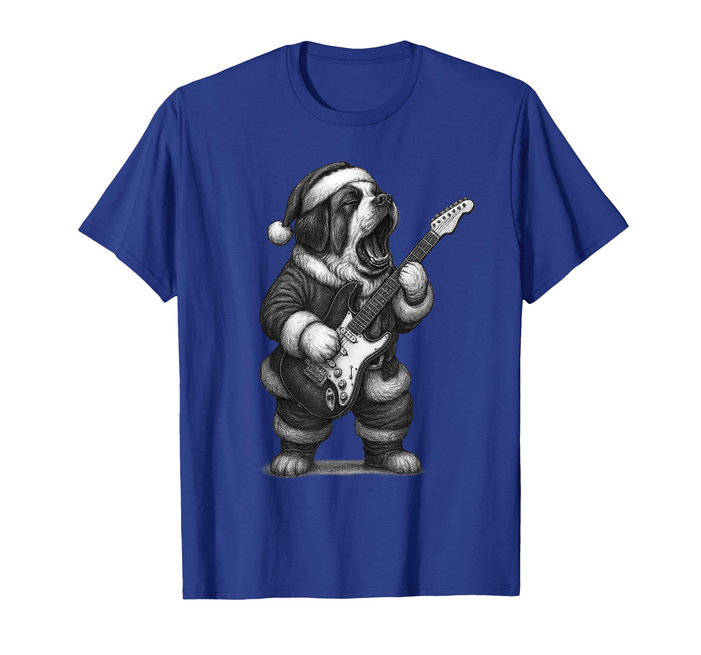 Saint Bernard Playing Guitar Christmas Dog Lover T-Shirt