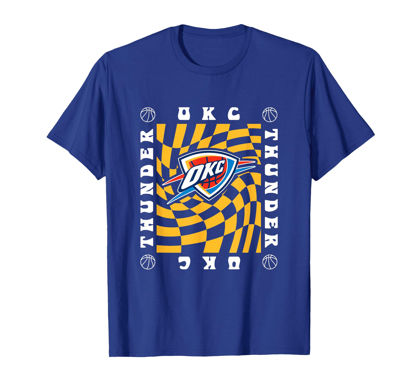 NBA Oklahoma City Thunder Retro Checkerboard Wave T-Shirt