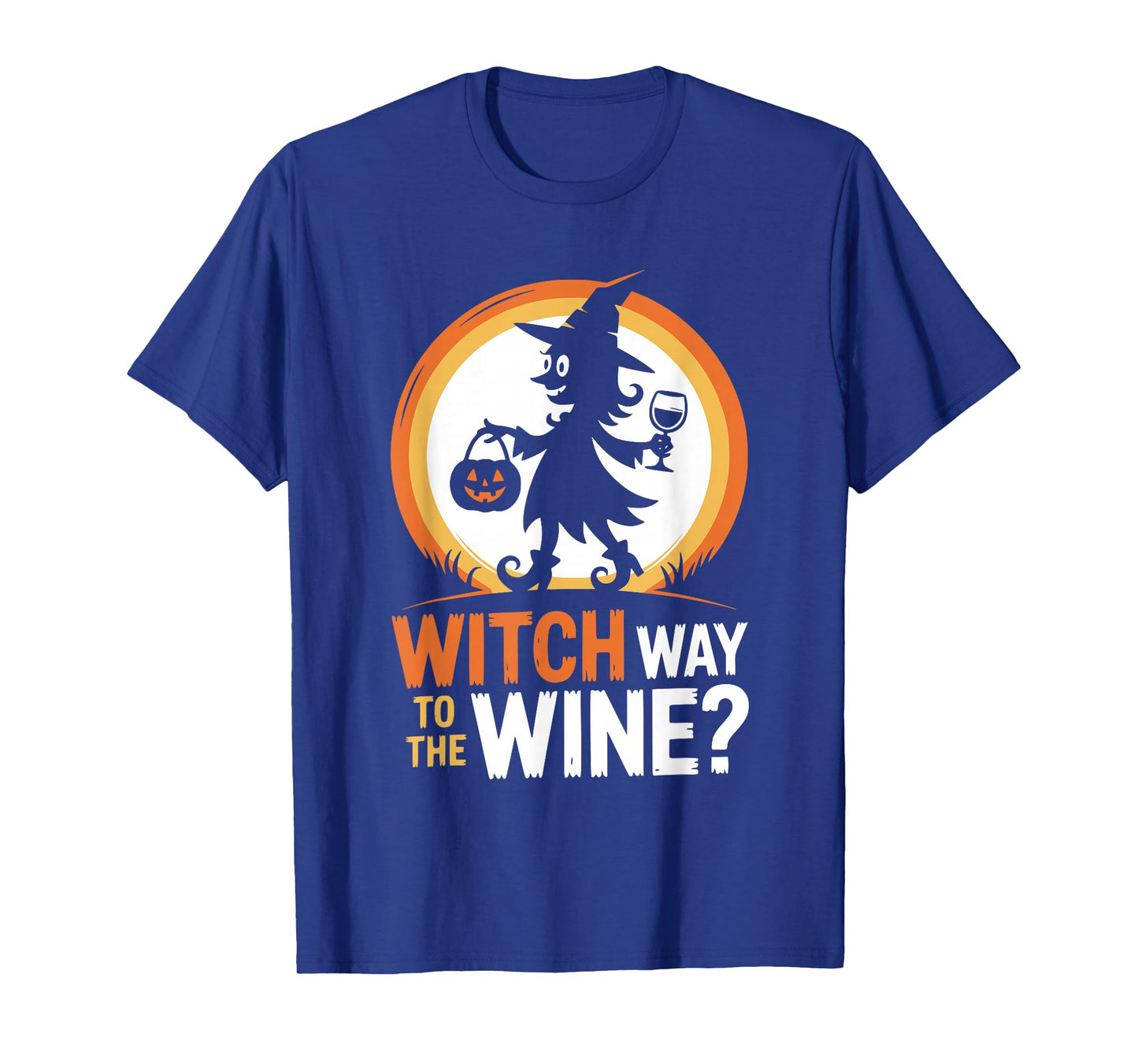 Funny Halloween Witch Way to The Wine Joke Ladies Women T-Shirt