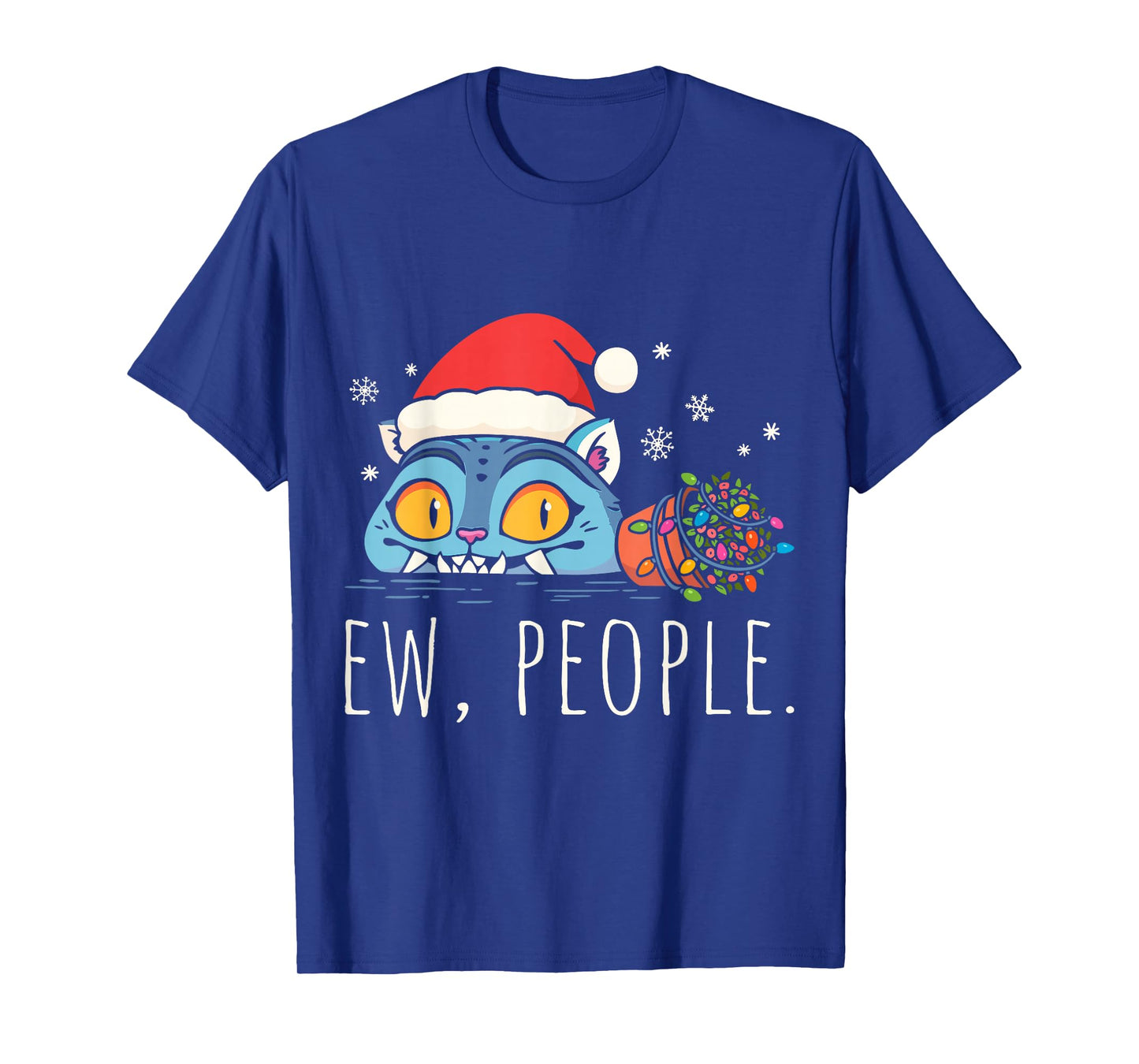 Ew People Christmas Funny Tiger Sarcastic Humor Introvert T-Shirt