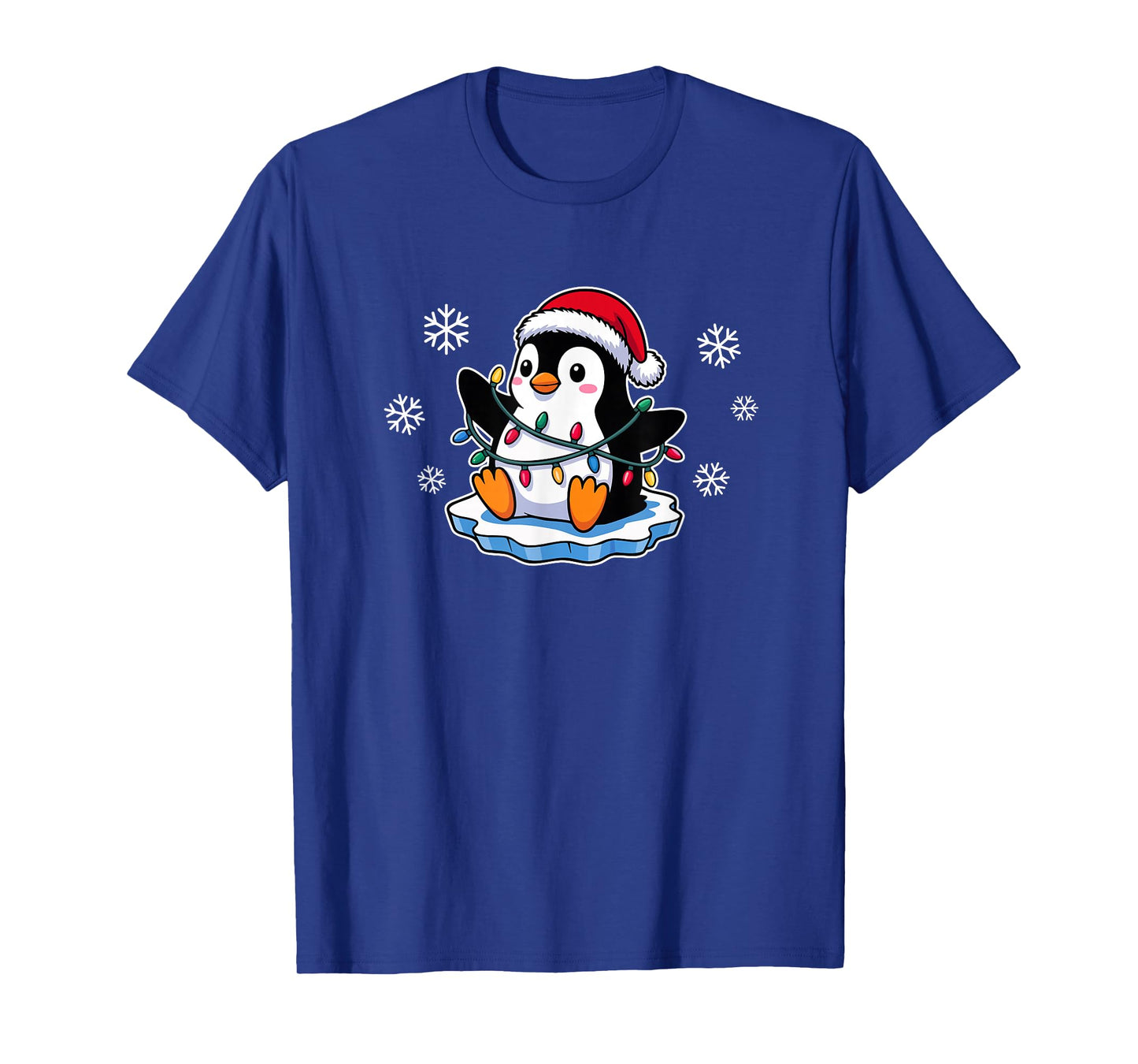 Funny Penguin in Christmas Lights Funny T-Shirt