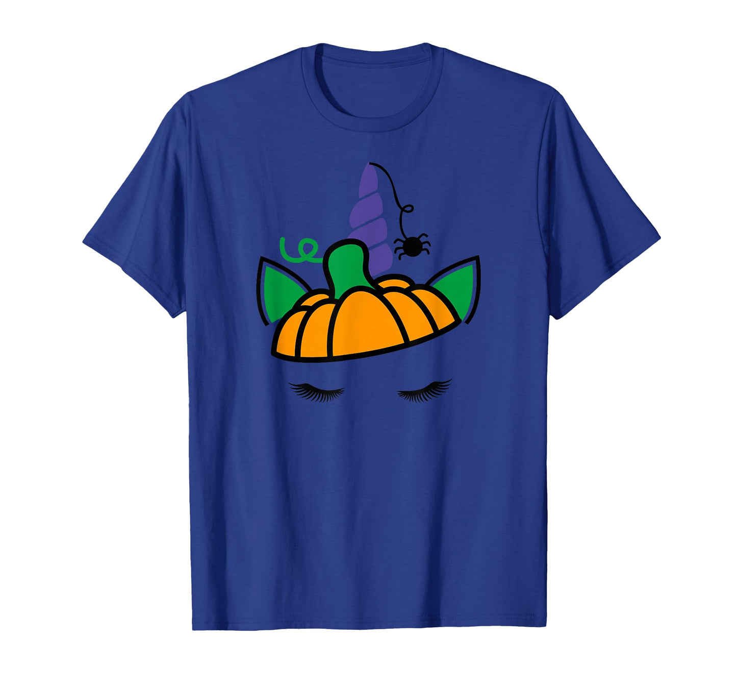 Unicorn Face Eyelashes Pumpkin Spider Halloween Costume T-Shirt