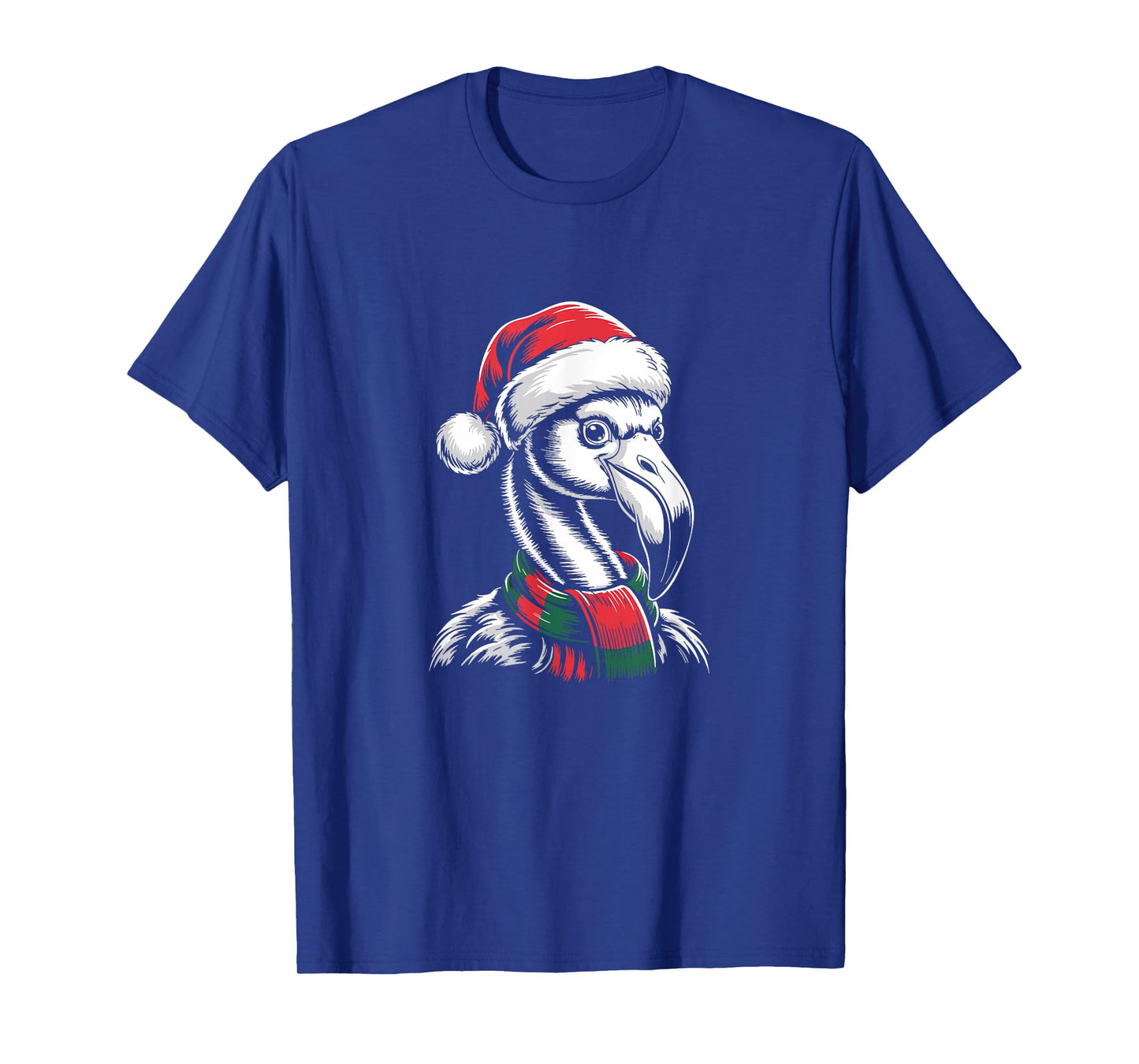 Flamingo Xmas Santa Hat Scarf Christmas Costume T-Shirt