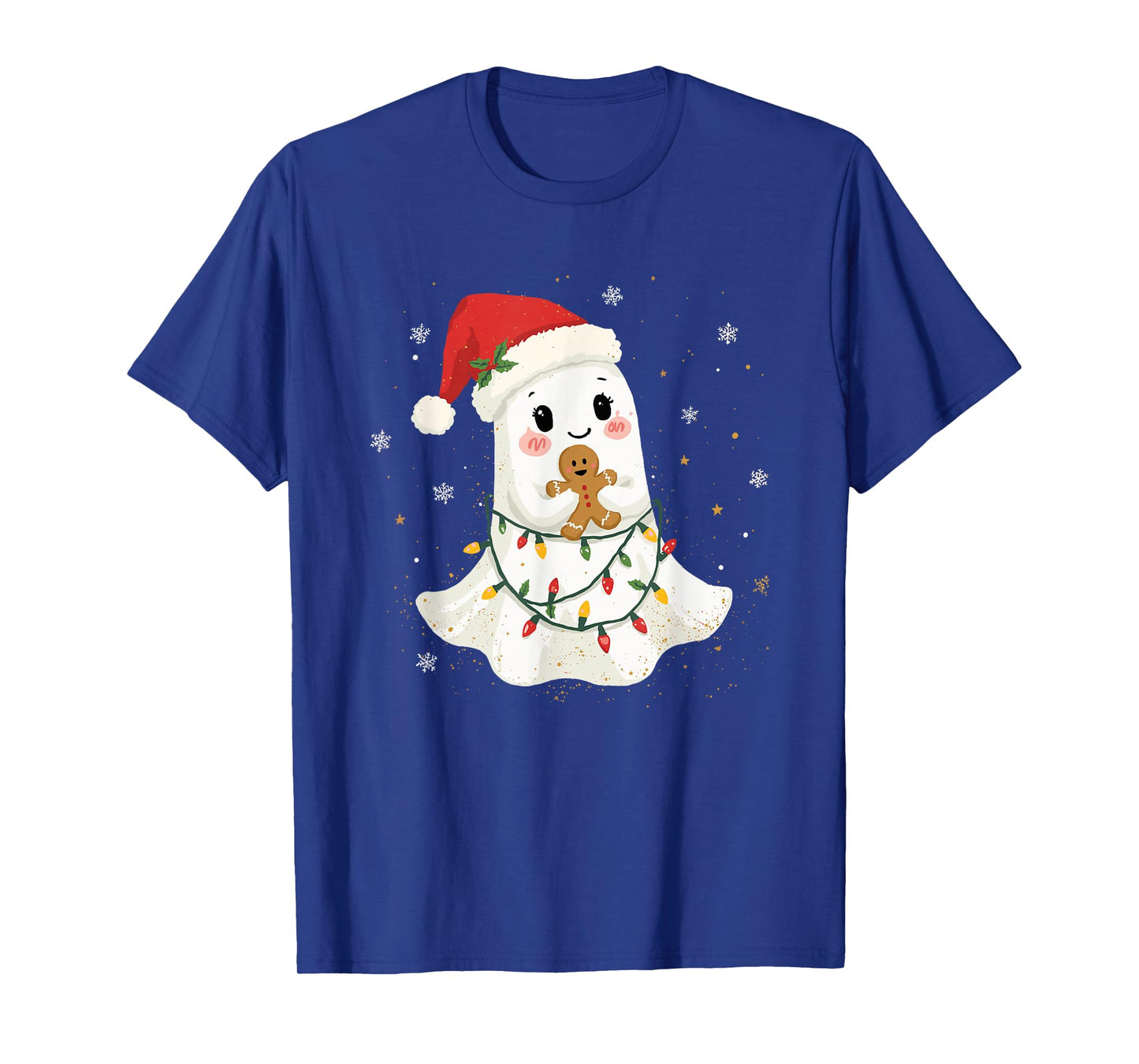 Cute Ghost Santa Hat Spooky Christmas Funny Holiday T-Shirt